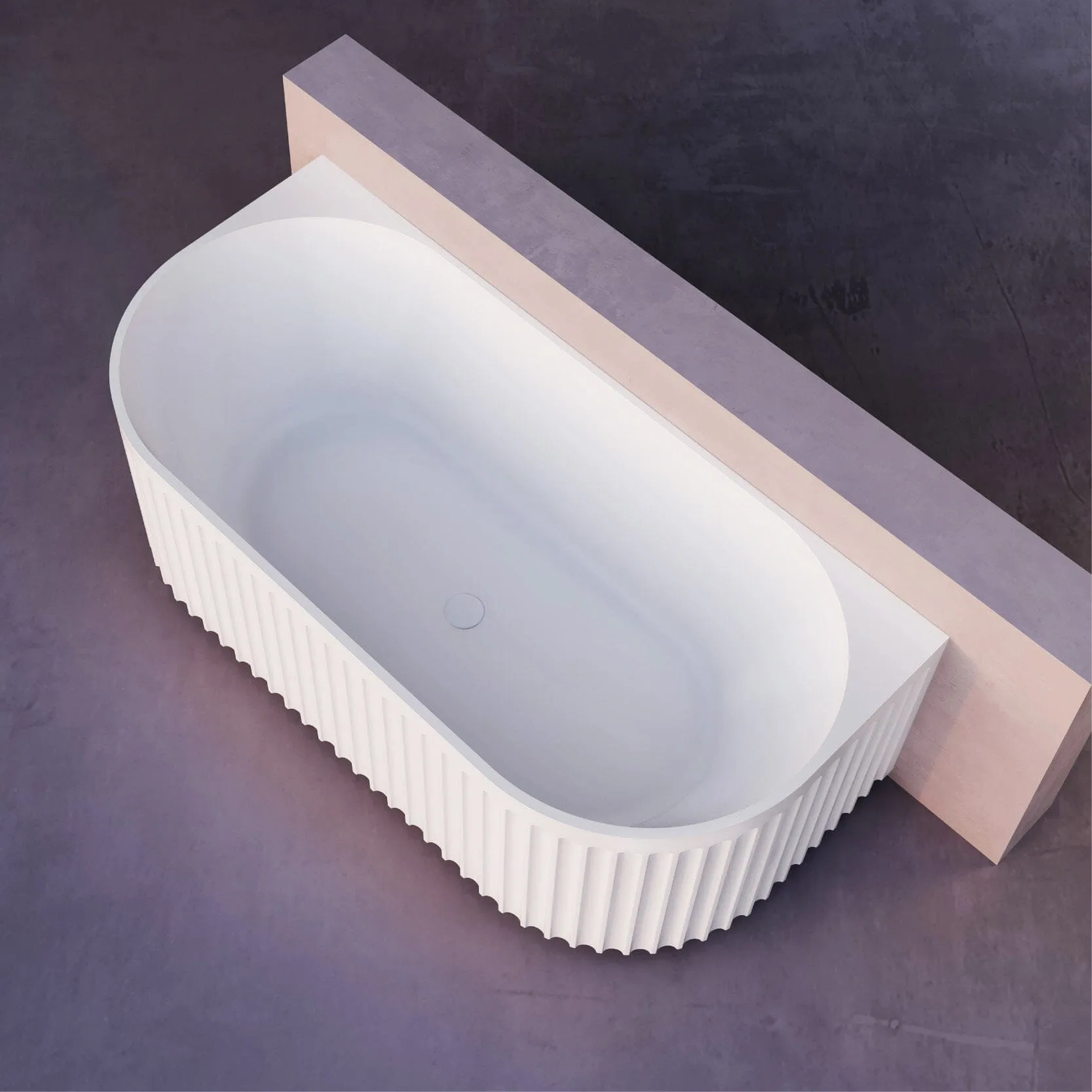 OBI 1500mm Fluted Back to Wall Free Standing Bath Gloss White