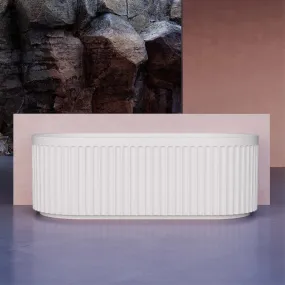 OBI 1500mm Fluted Back to Wall Free Standing Bath Gloss White
