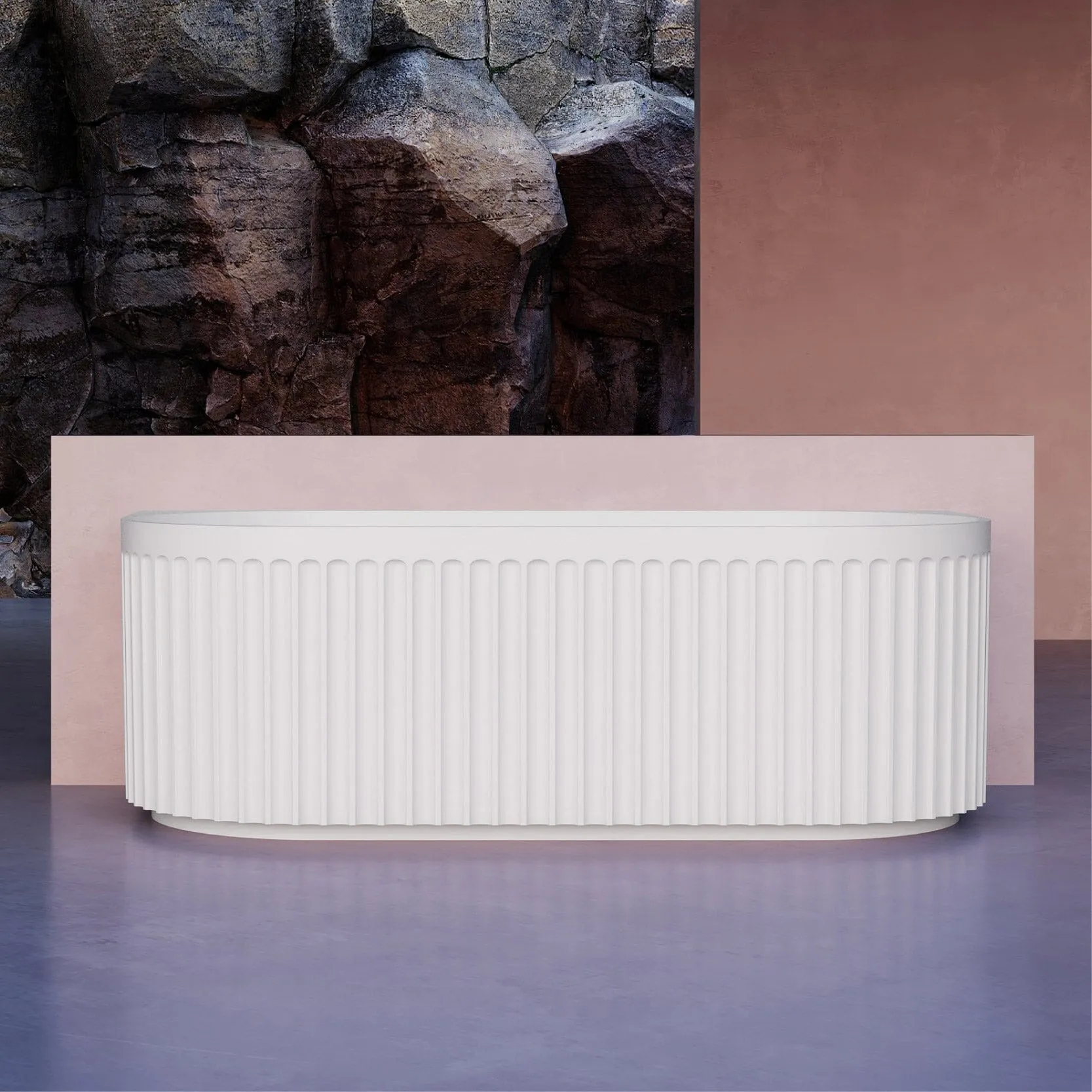 OBI 1500mm Fluted Back to Wall Free Standing Bath Matte White