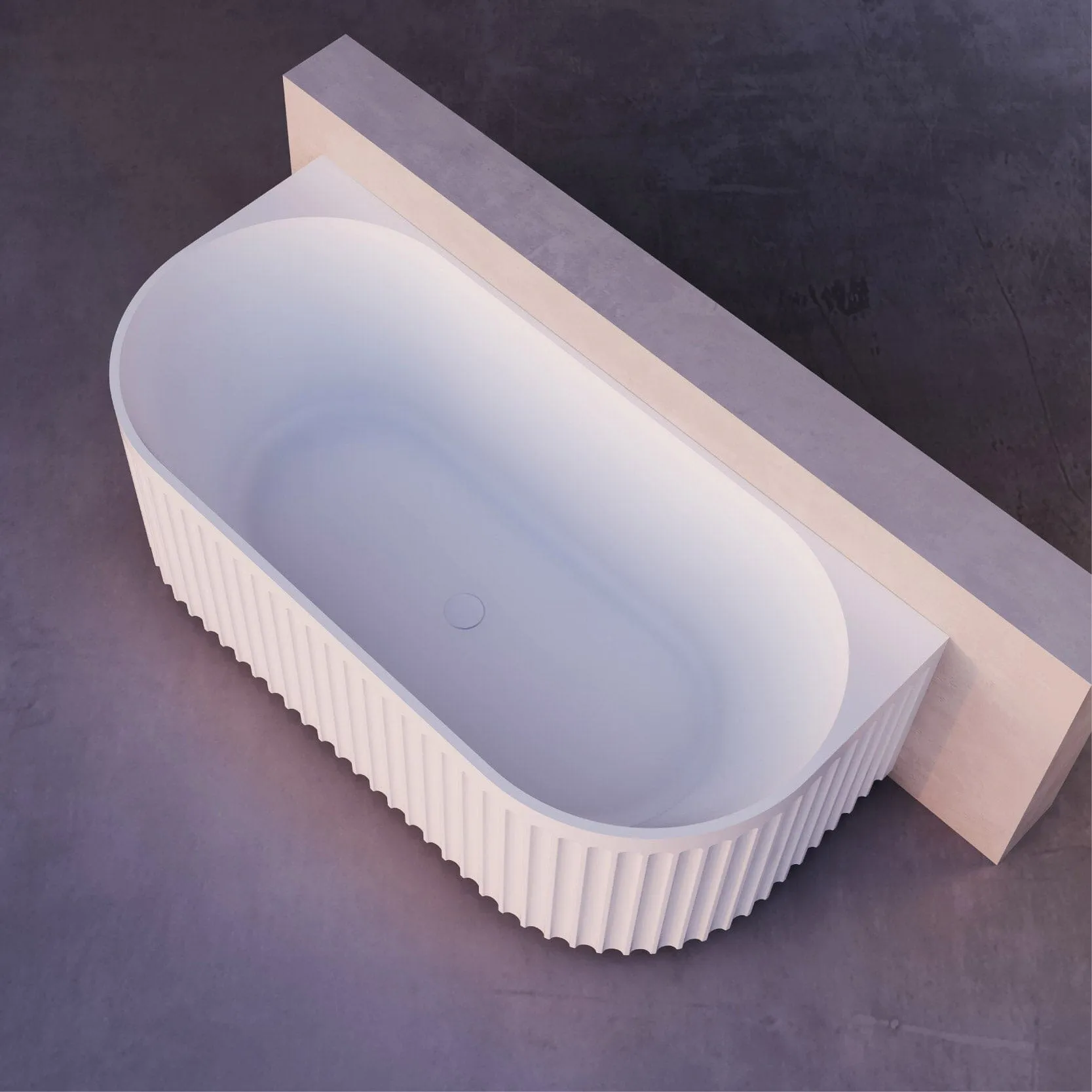 OBI 1500mm Fluted Back to Wall Free Standing Bath Matte White