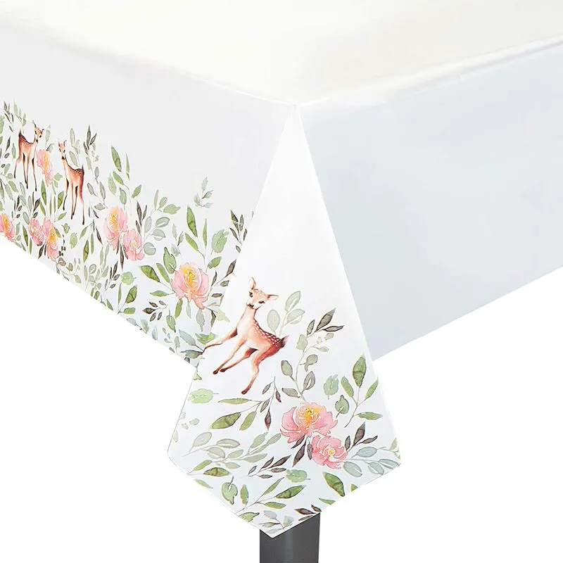 Oh Deer Party Table Covers for Girls Baby Shower (54 x 108 in, 3 Pack)