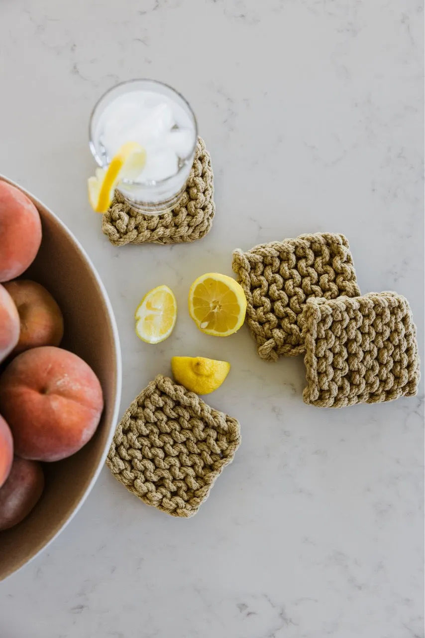 Olive Mill Crocheted Coasters