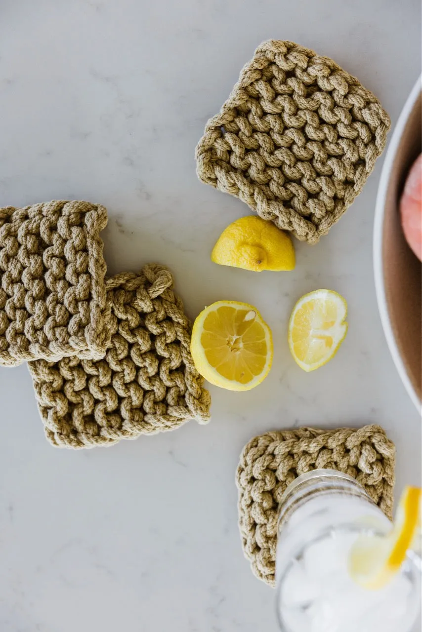 Olive Mill Crocheted Coasters