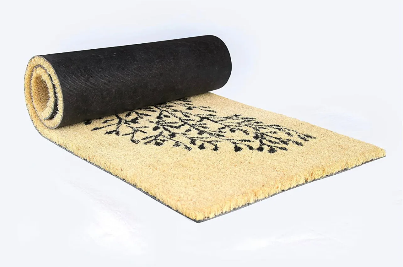 OnlyMat Beige Bleached Tree Design Coir Doormat