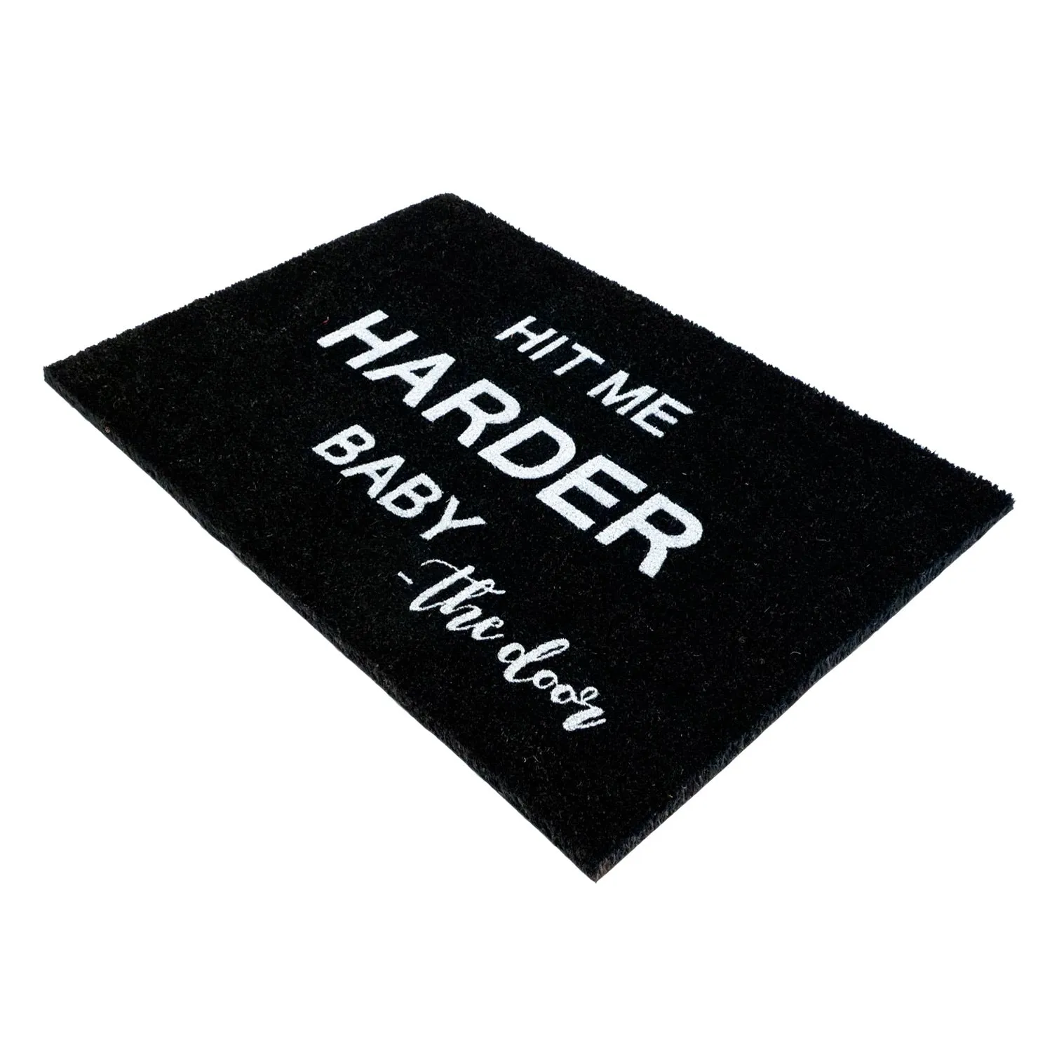 OnlyMat Funny HIT ME HARDER Printed Black Large Size Natural Coir Mat