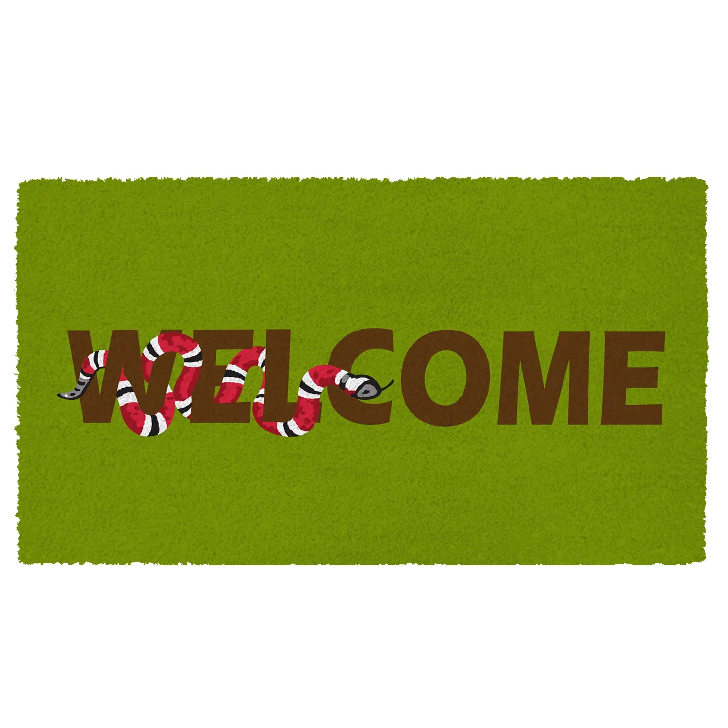 OnlyMat Snake on Welcome Green Natural Coir Entrance Mat