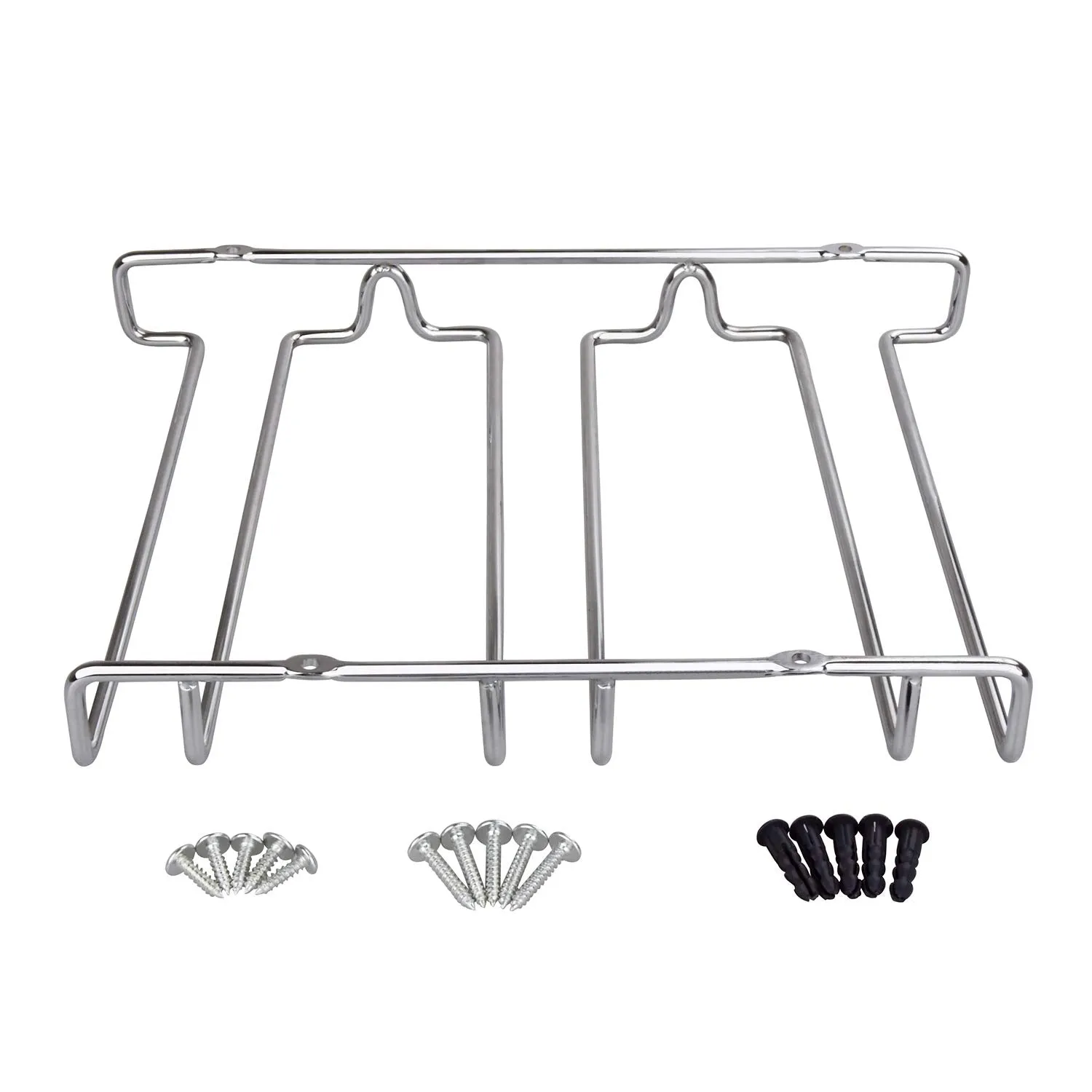 Orblue Under Cabinet Wine Glass Rack and Holder w/Universal Mounting Kit and Screws, Chrome Undercabinet Rack, Up to 9 Wine Glasses