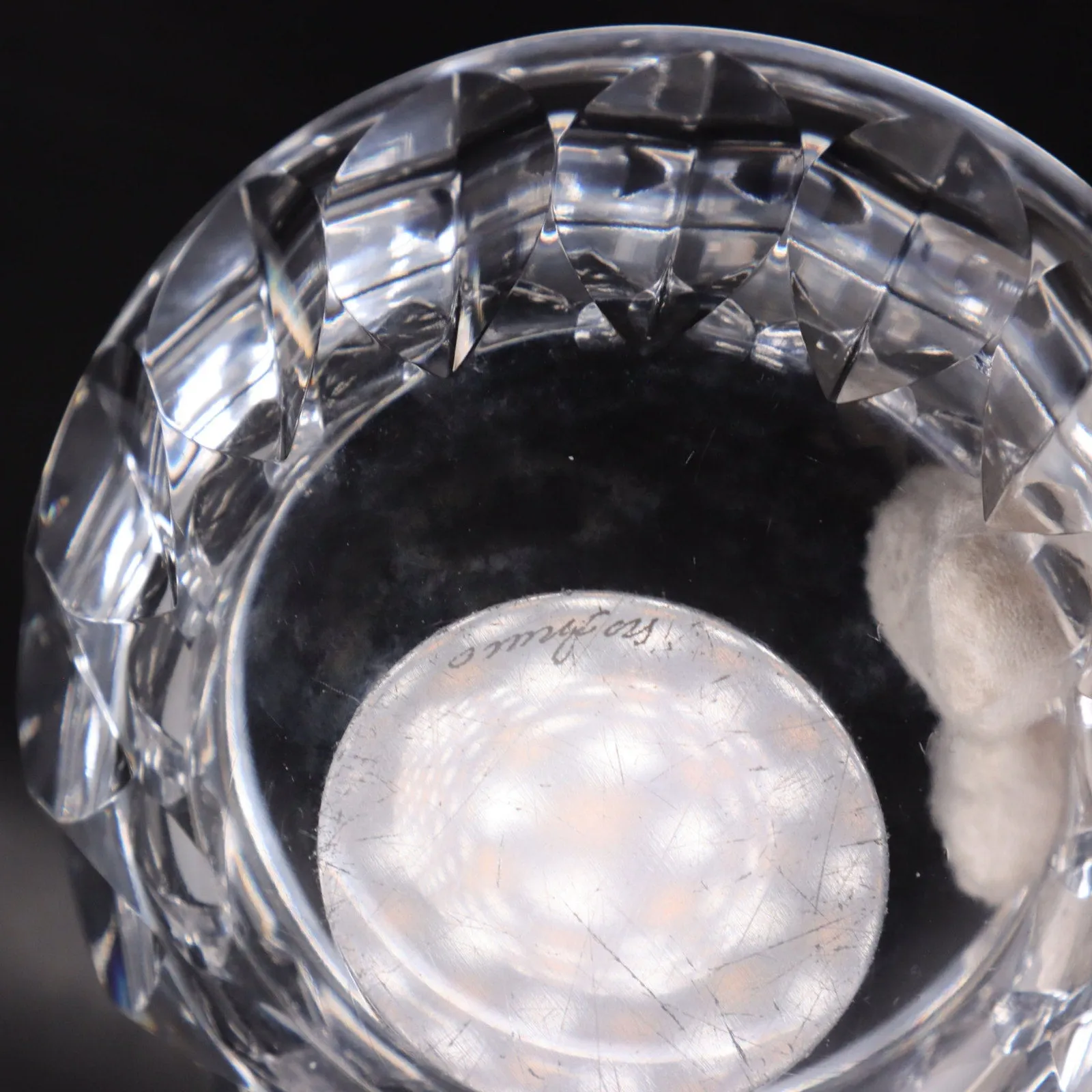 Orrefors Sven Palmqvist 5" Clear Crystal Candy Dish Ashtray Signed MCM Vintage