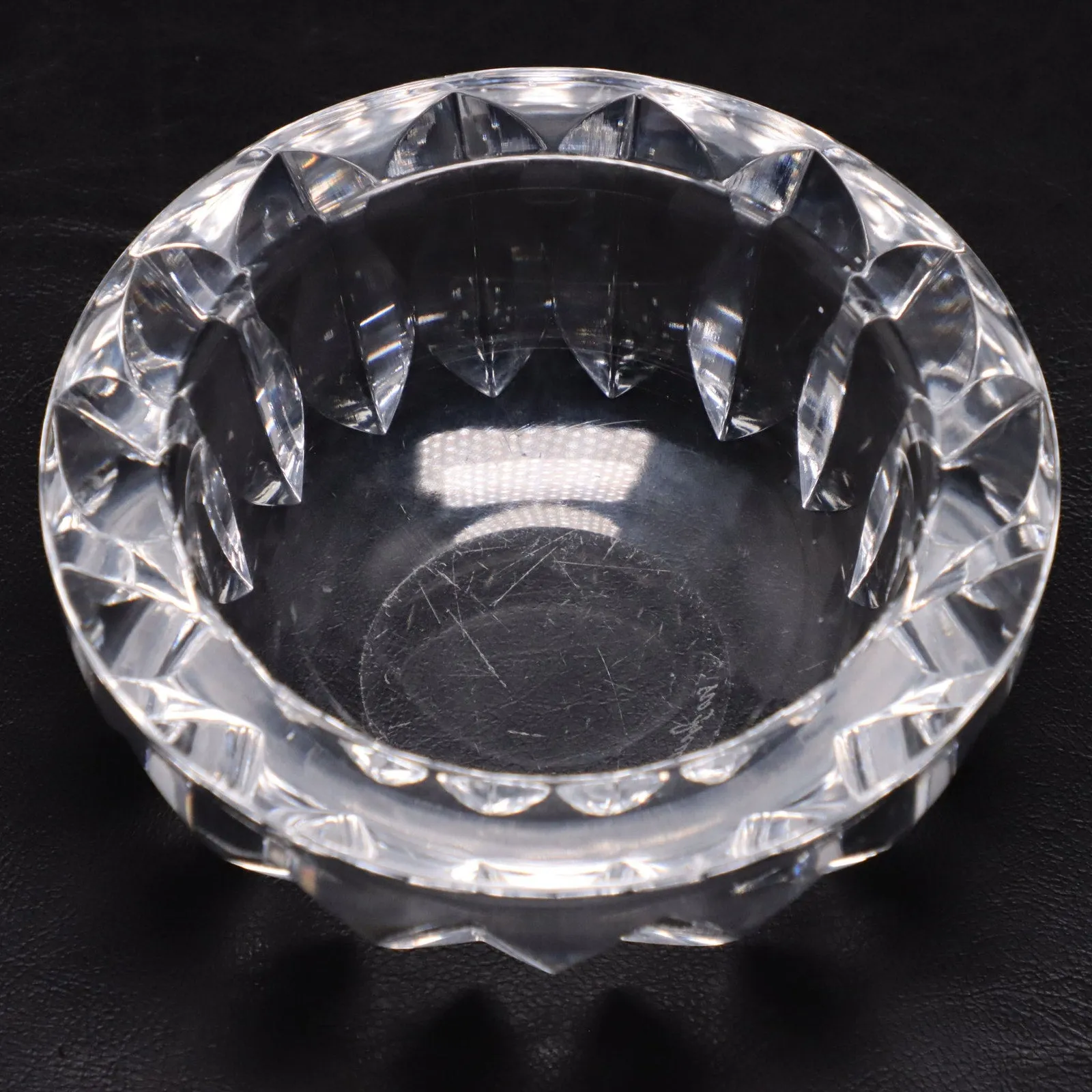 Orrefors Sven Palmqvist 5" Clear Crystal Candy Dish Ashtray Signed MCM Vintage