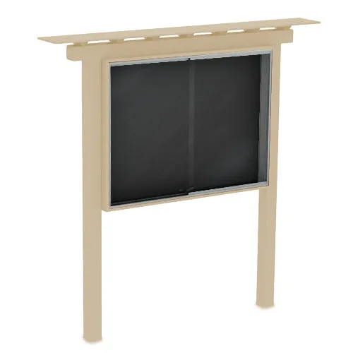 Outdoor Classroom Cabinet Magnetic Black Dry Erase Board - 52" x 40" | Sliding Doors with Posts