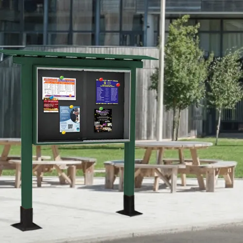 Outdoor Classroom Cabinet Magnetic Black Dry Erase Board - 52" x 40" | Sliding Doors with Posts