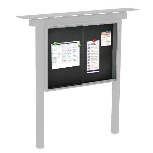 Outdoor Classroom Cabinet Magnetic Black Dry Erase Board - 52" x 40" | Sliding Doors with Posts