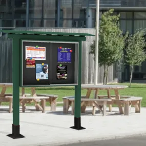 Outdoor Classroom Cabinet Magnetic Black Dry Erase Board - 52" x 40" | Sliding Doors with Posts