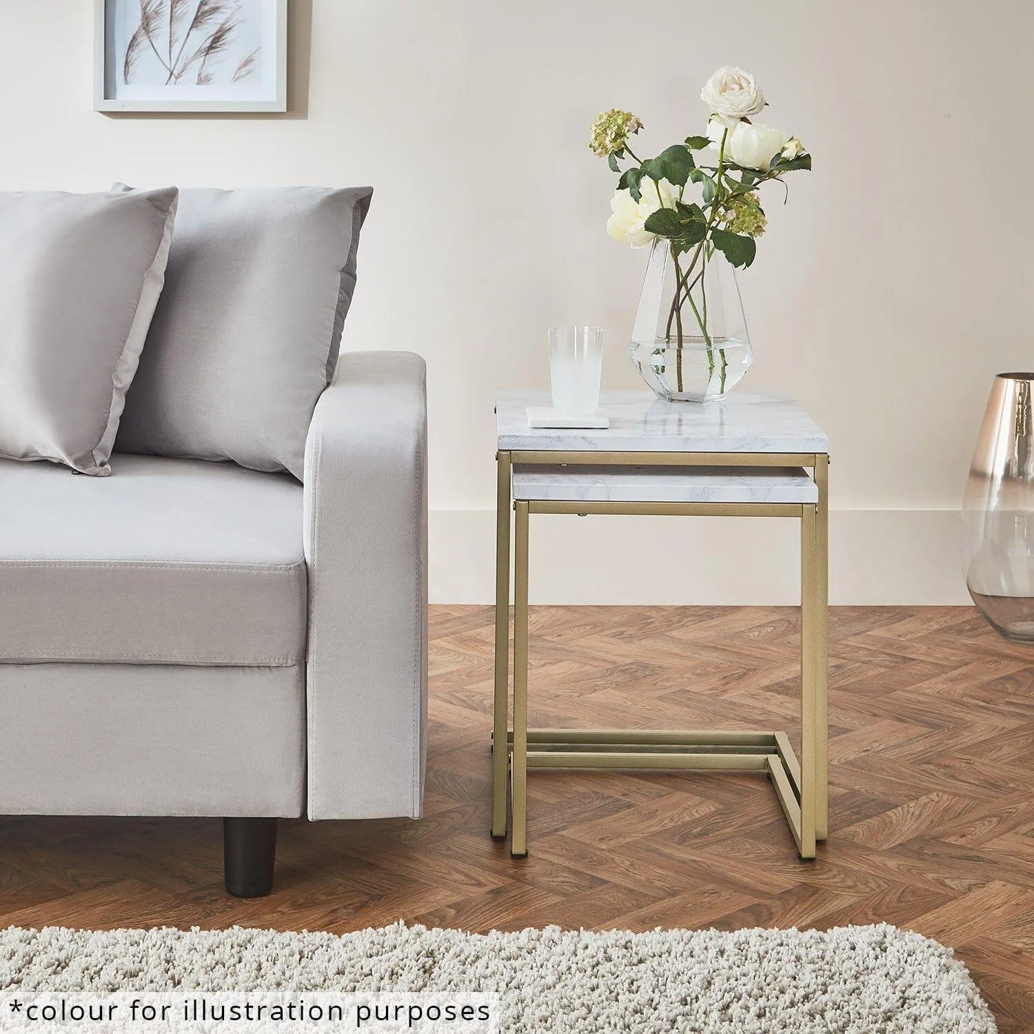 Outlet - Jay nest of tables - marble effect and black