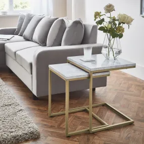 Outlet - Jay nest of tables - marble effect and gold