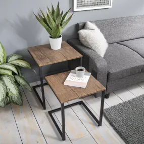 Outlet - Sheffield industrial nest of tables - wood effect & metal