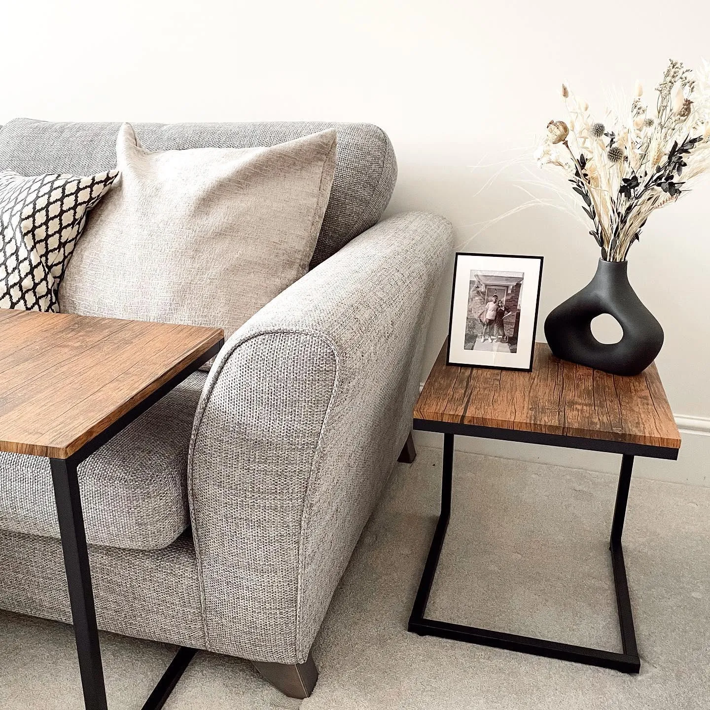 Outlet - Sheffield industrial nest of tables - wood effect & metal