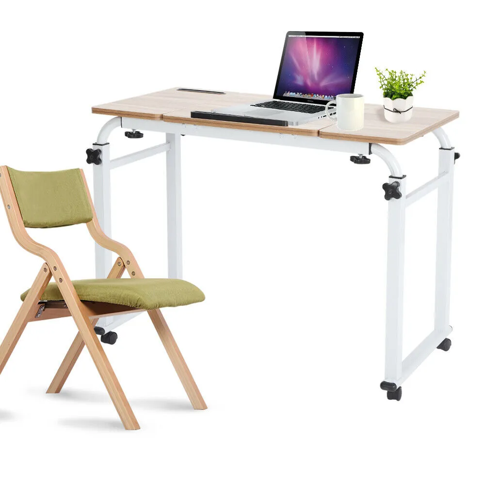 OverBed Hospital Computer Table Rolling Adjustable Laptop Desk Bed Table with Wheel