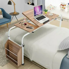 OverBed Hospital Computer Table Rolling Adjustable Laptop Desk Bed Table with Wheel