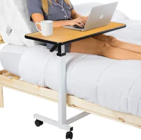 Overbed Table Hospital Bed Table Swivel Wheel Rolling Tray I Meubon