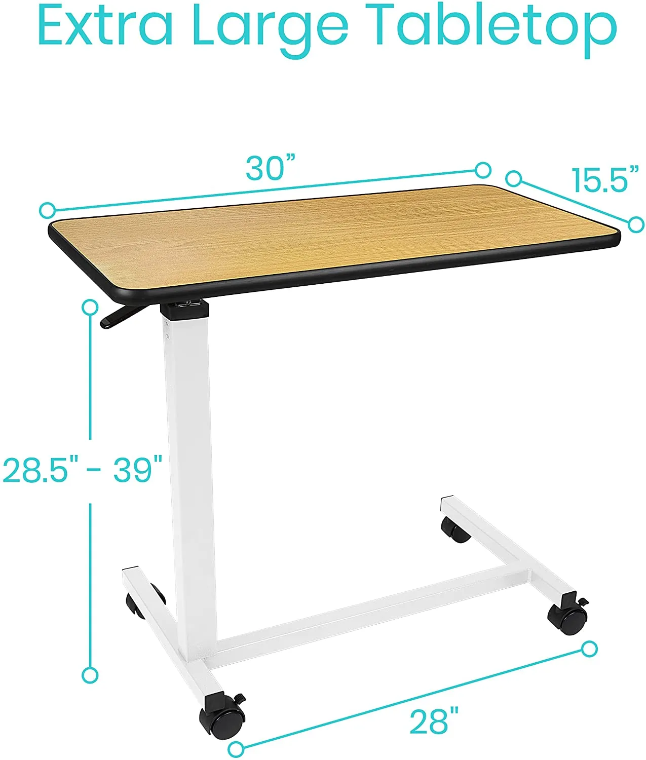 Overbed Table Hospital Bed Table Swivel Wheel Rolling Tray I Meubon