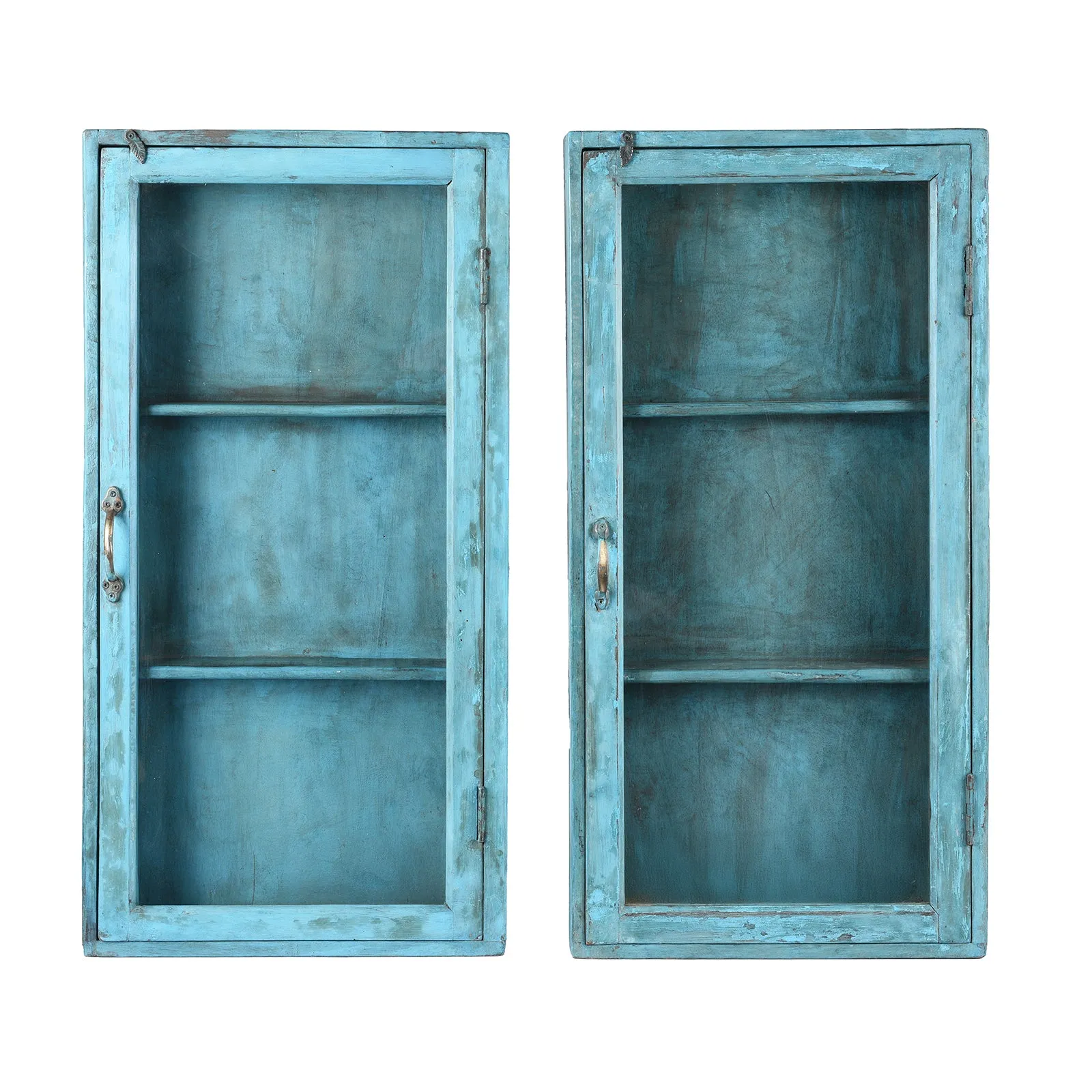 Painted Indian Glazed Wall Cabinet - Ca 1930