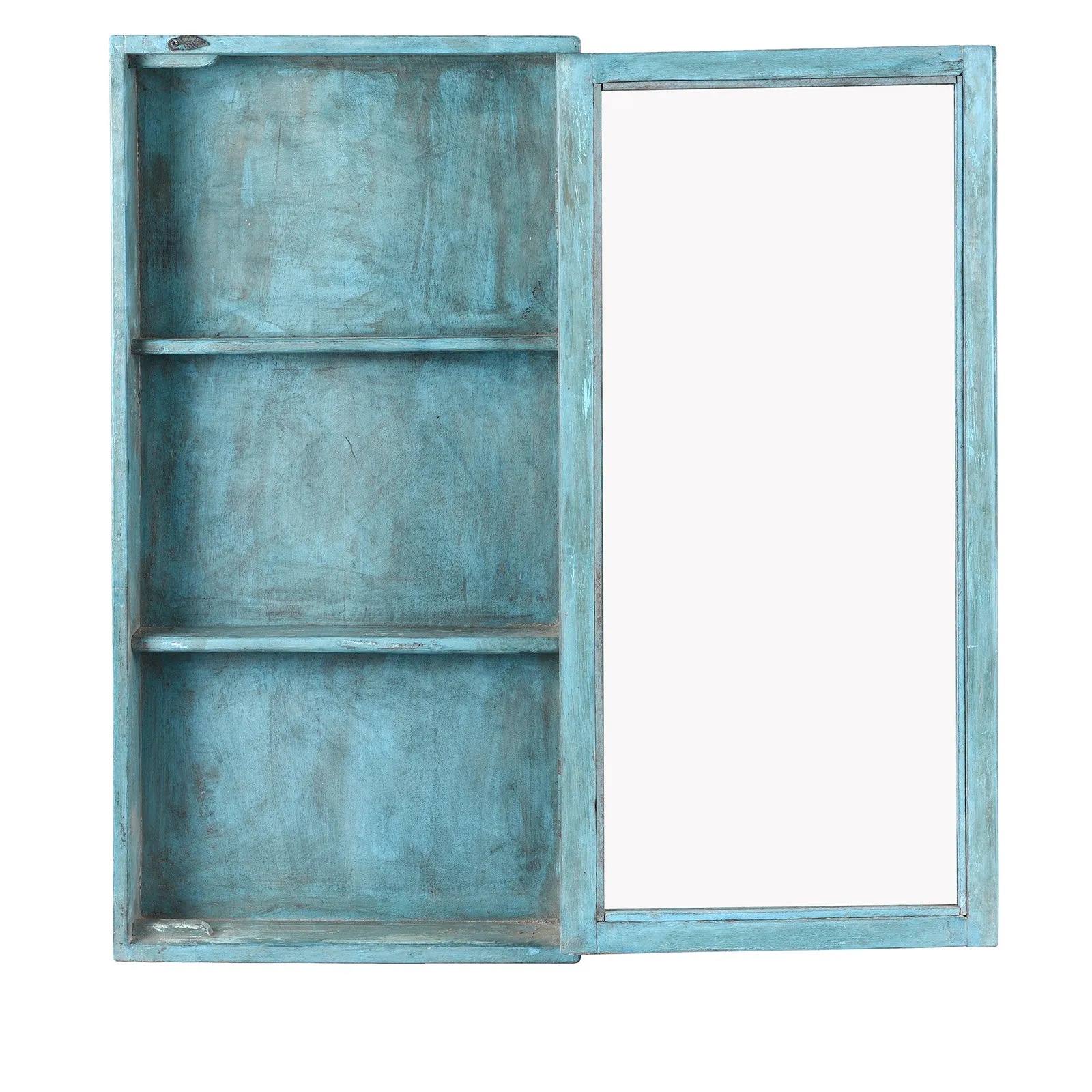 Painted Indian Glazed Wall Cabinet - Ca 1930