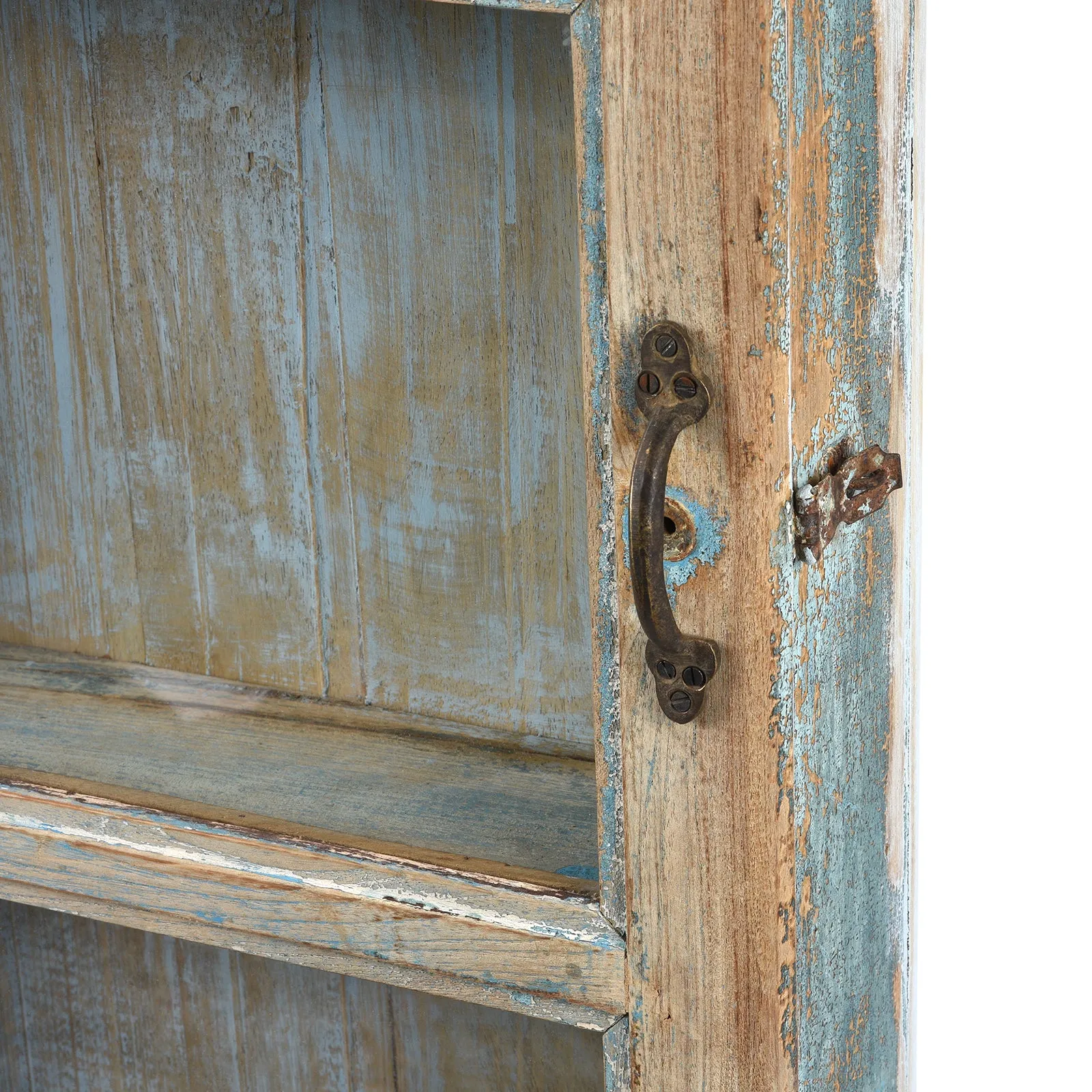 Painted Teak Glazed Tall Wall Cabinet - Ca 1920
