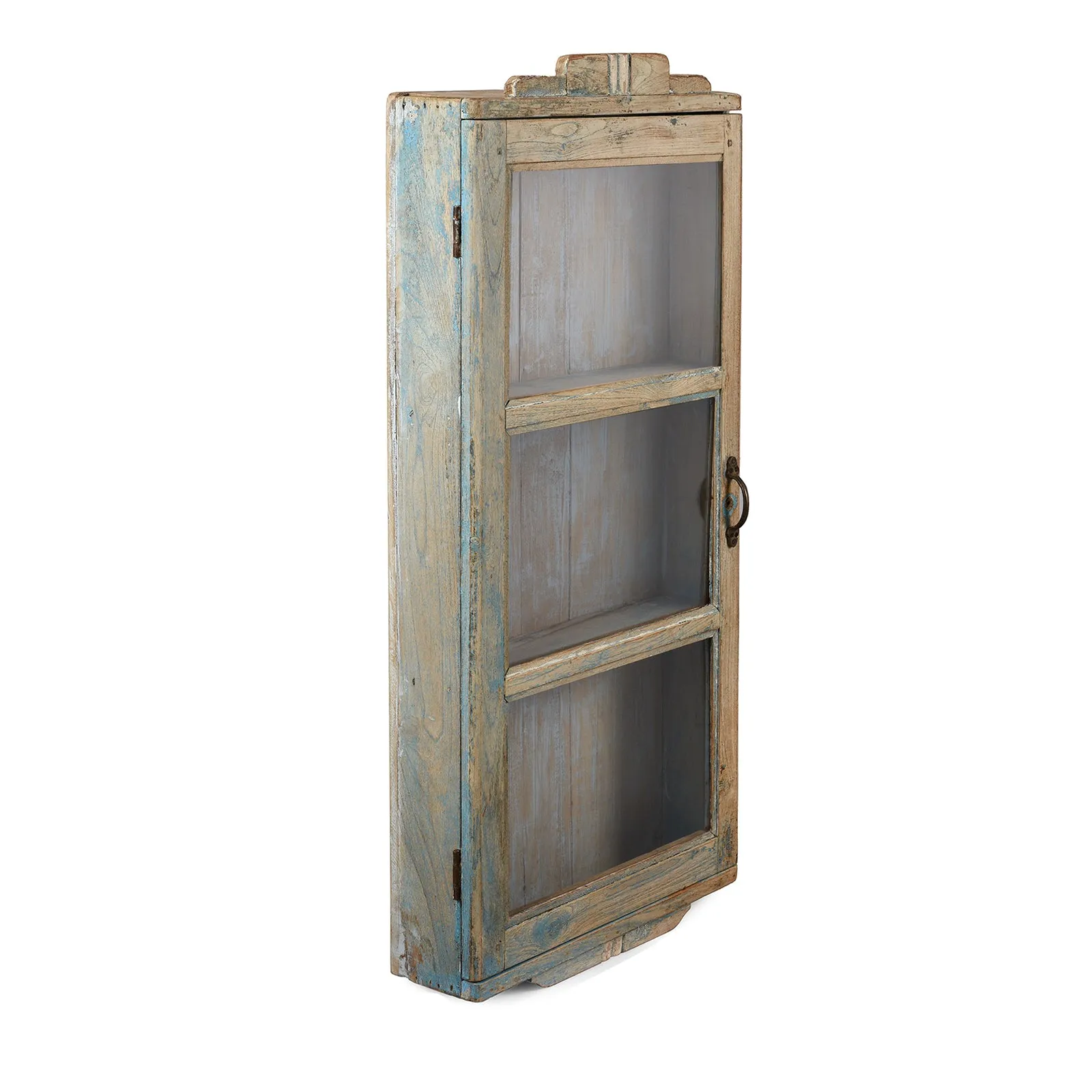 Painted Teak Glazed Tall Wall Cabinet - Ca 1920
