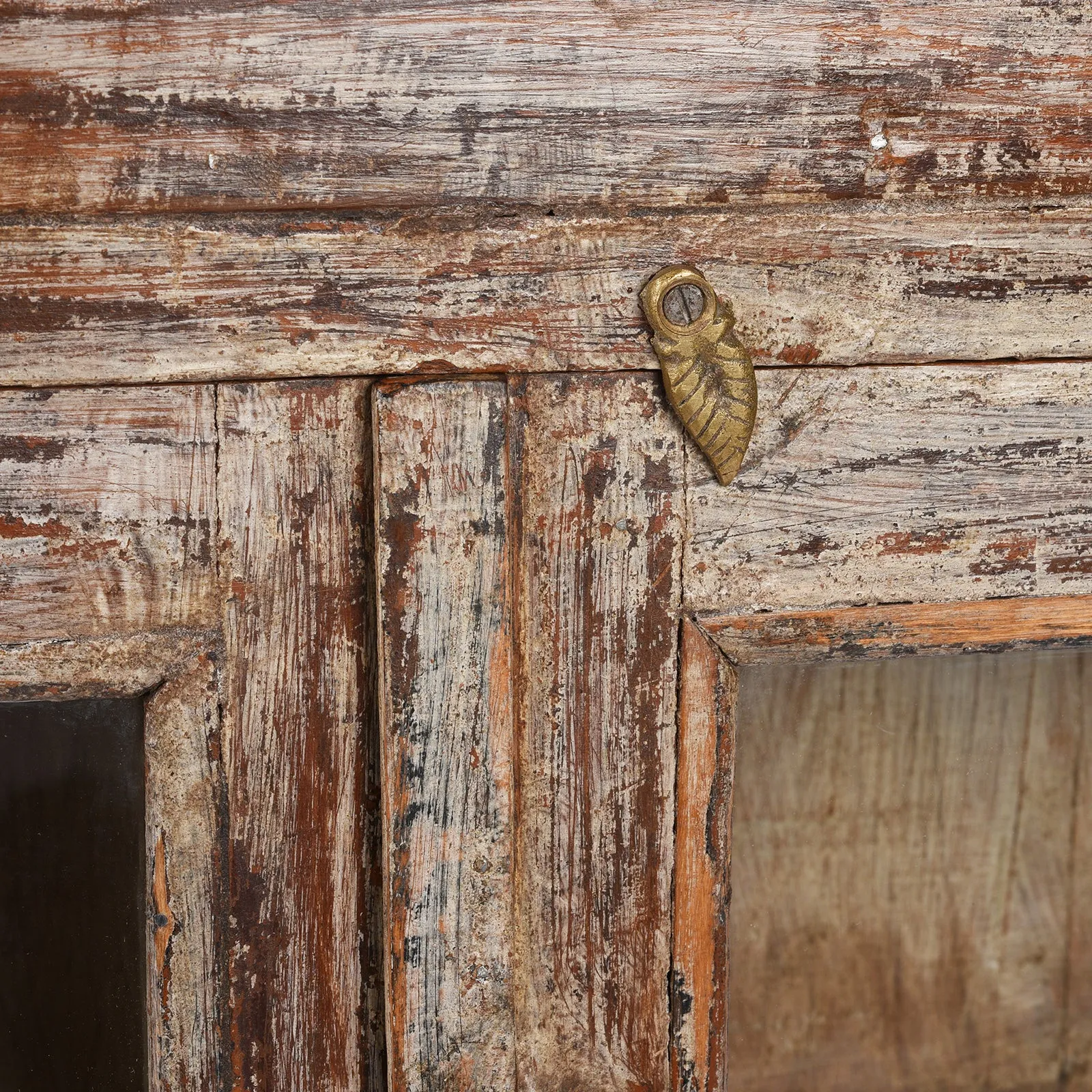 Painted Teak Glazed Wall Cabinet - Ca 1920