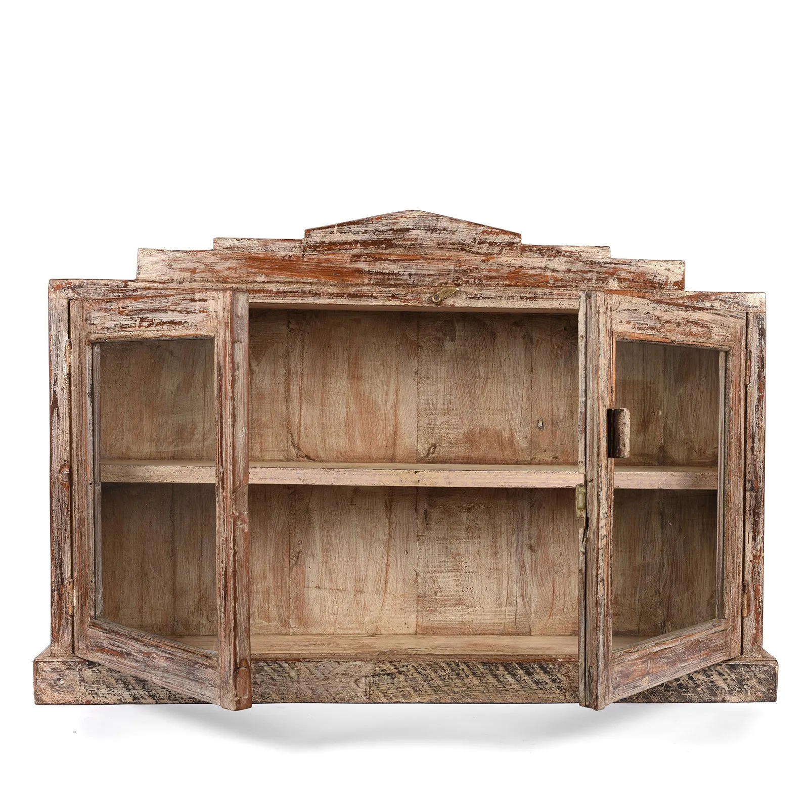 Painted Teak Glazed Wall Cabinet - Ca 1920
