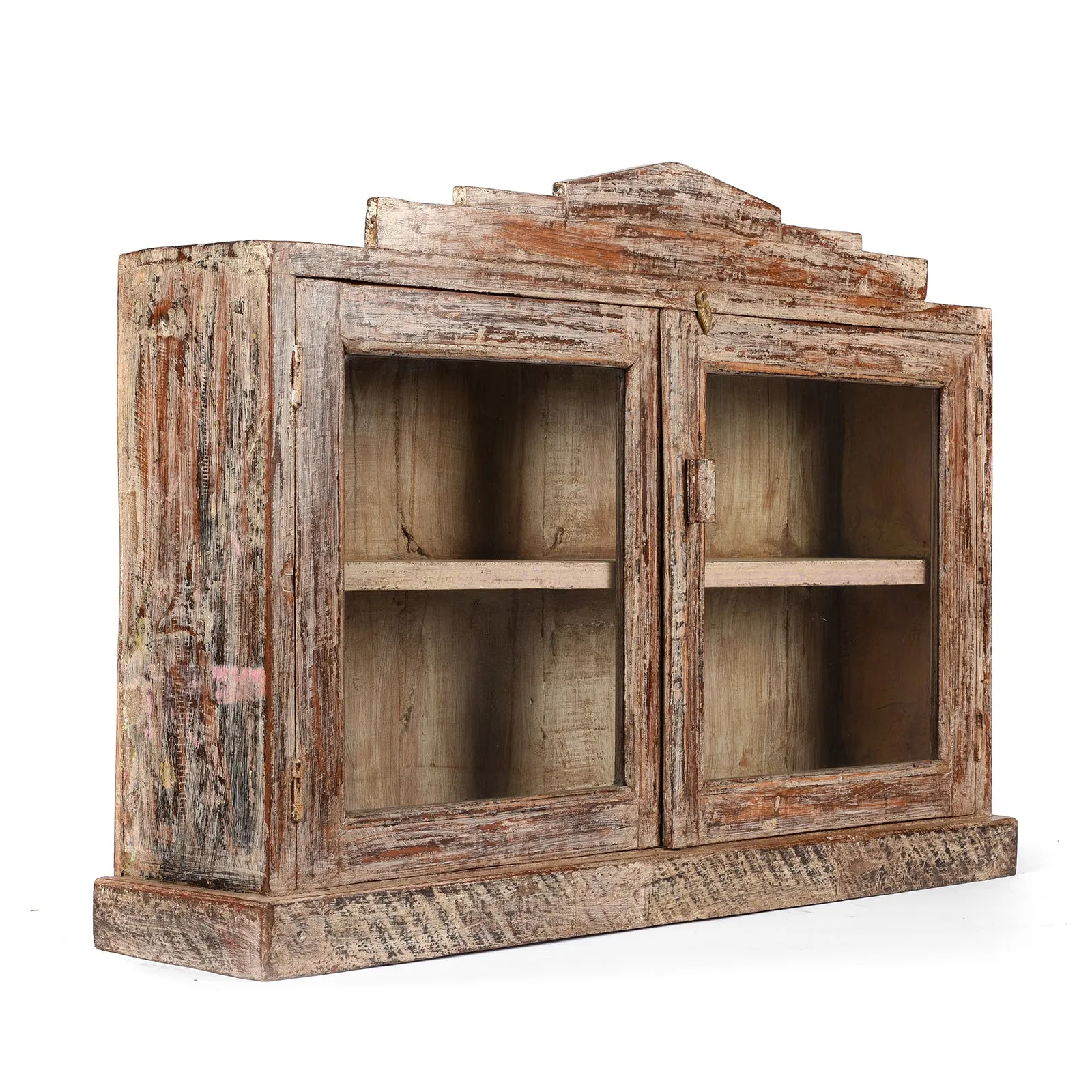 Painted Teak Glazed Wall Cabinet - Ca 1920