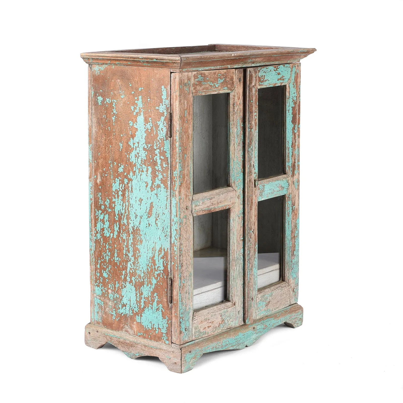 Painted Teak Glazed Wall Cabinet - Ca 1930
