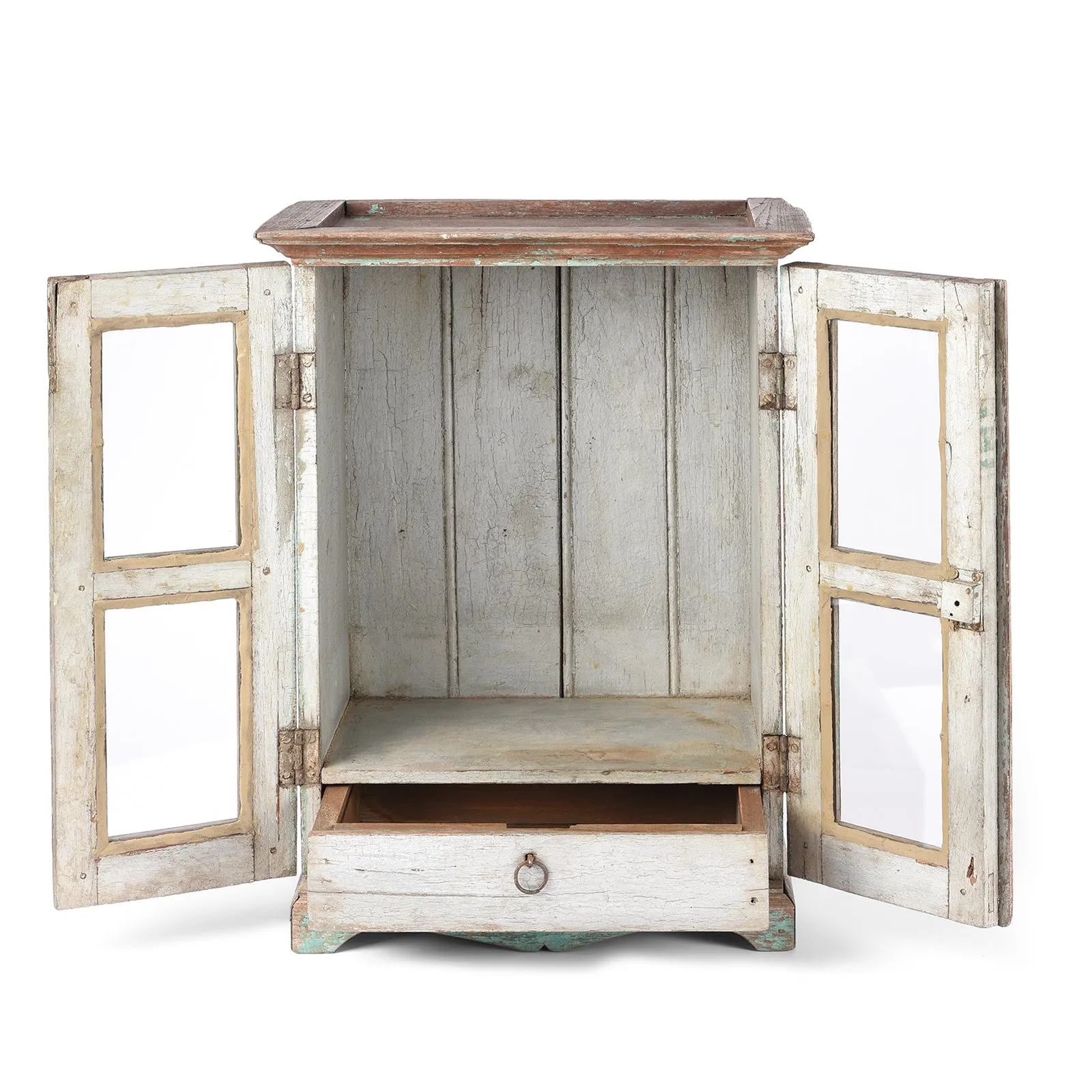 Painted Teak Glazed Wall Cabinet - Ca 1930
