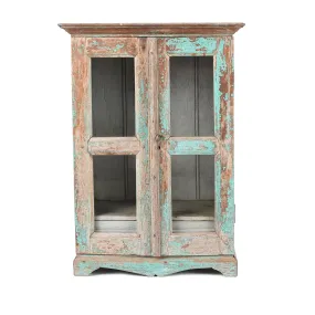 Painted Teak Glazed Wall Cabinet - Ca 1930