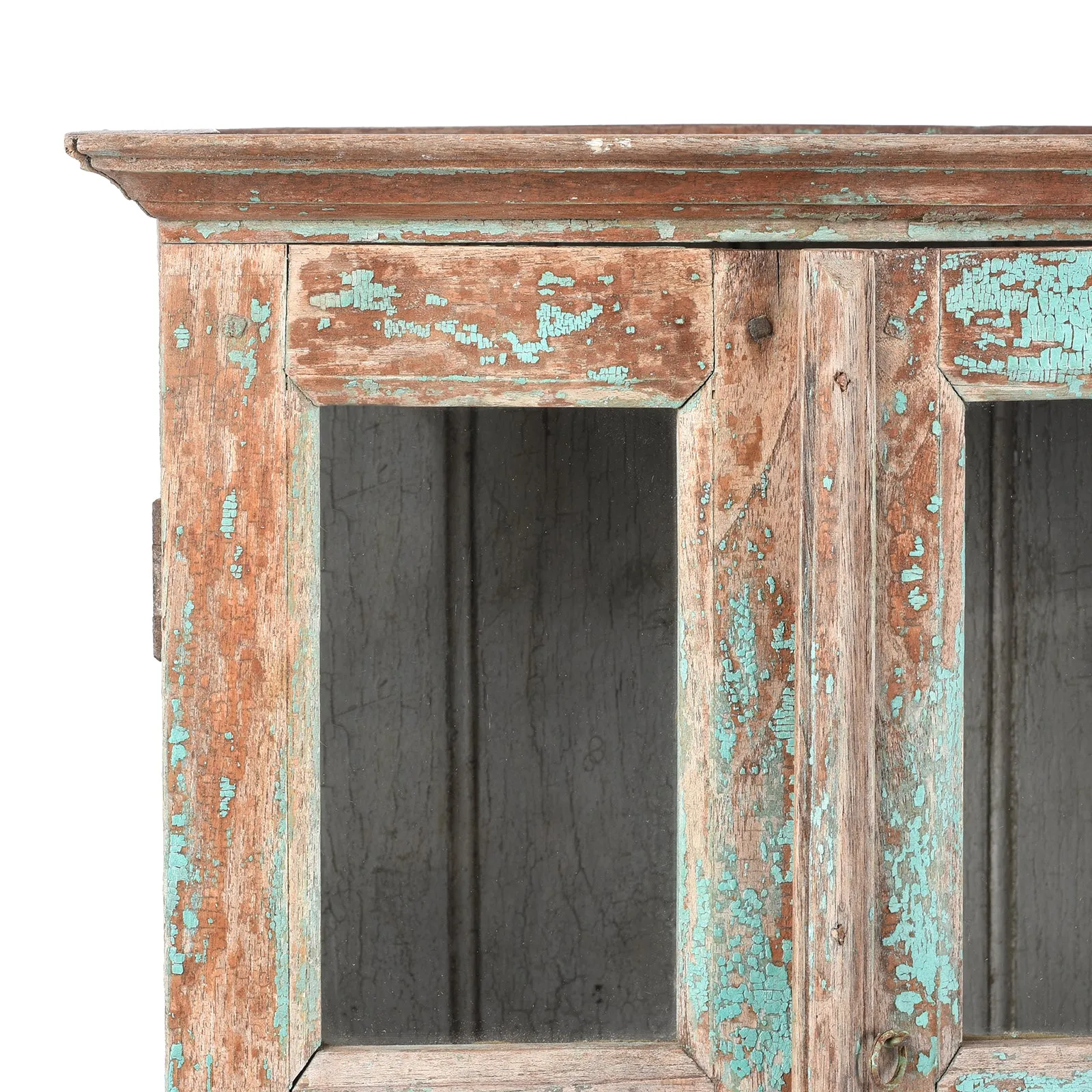 Painted Teak Glazed Wall Cabinet - Ca 1930