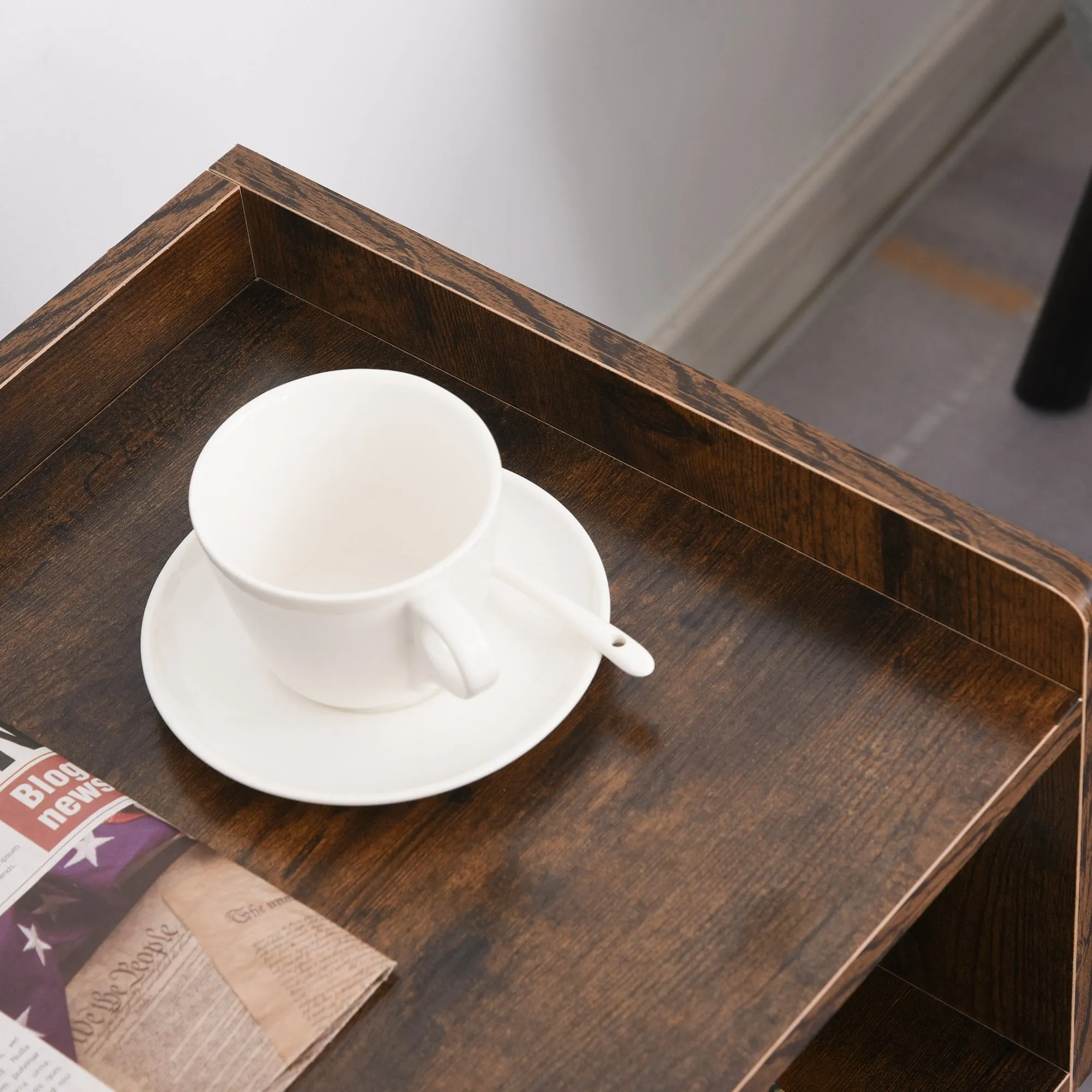Particle Board Twin-Set Industrial Side Tables Brown