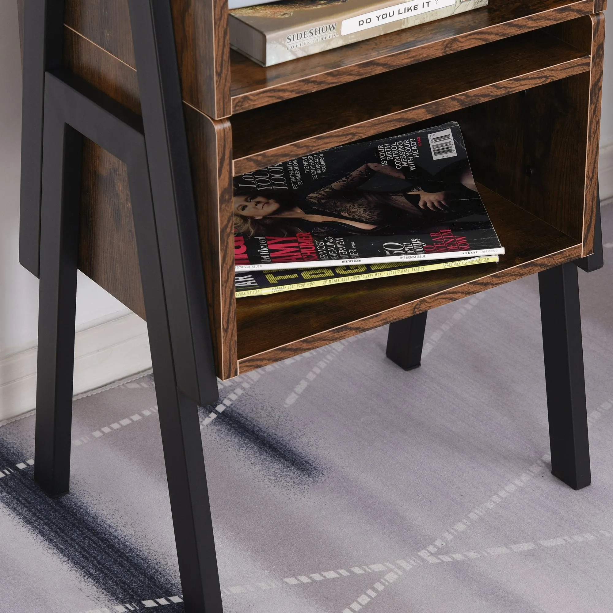 Particle Board Twin-Set Industrial Side Tables Brown