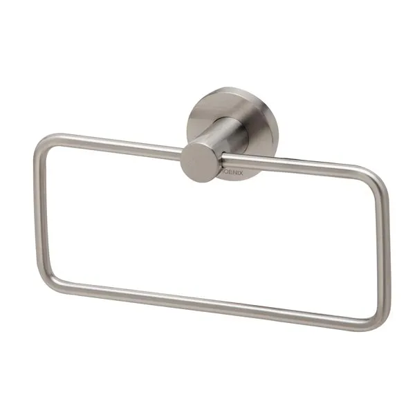Phoenix Radii Hand Towel Holder Round Plate - Brushed Nickel