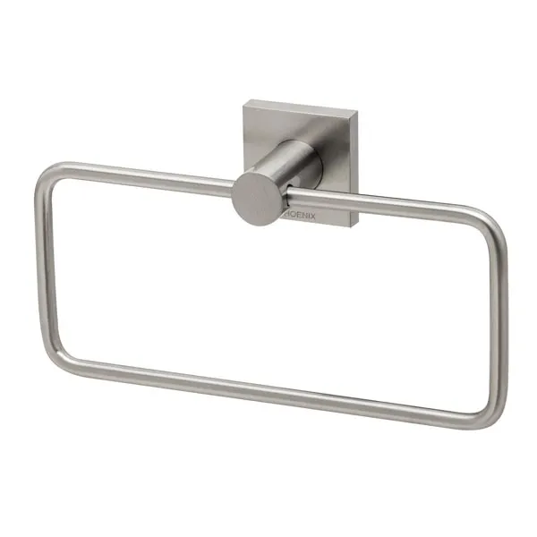 Phoenix Radii Hand Towel Holder Square Plate-Brushed Nickel