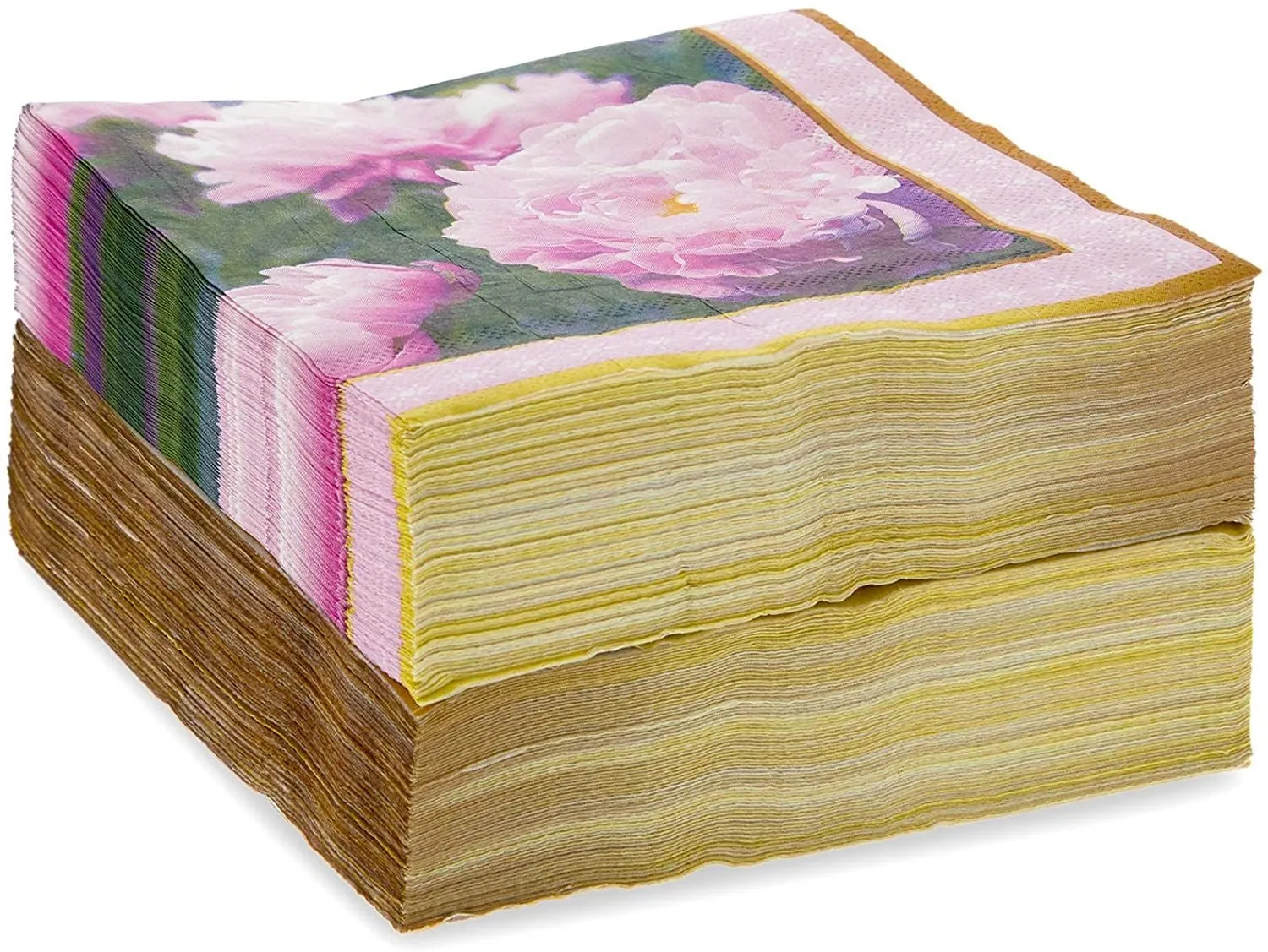 Pink Peony Napkins for Flower Party (6.5 x 6.5 In, 150 Pack)