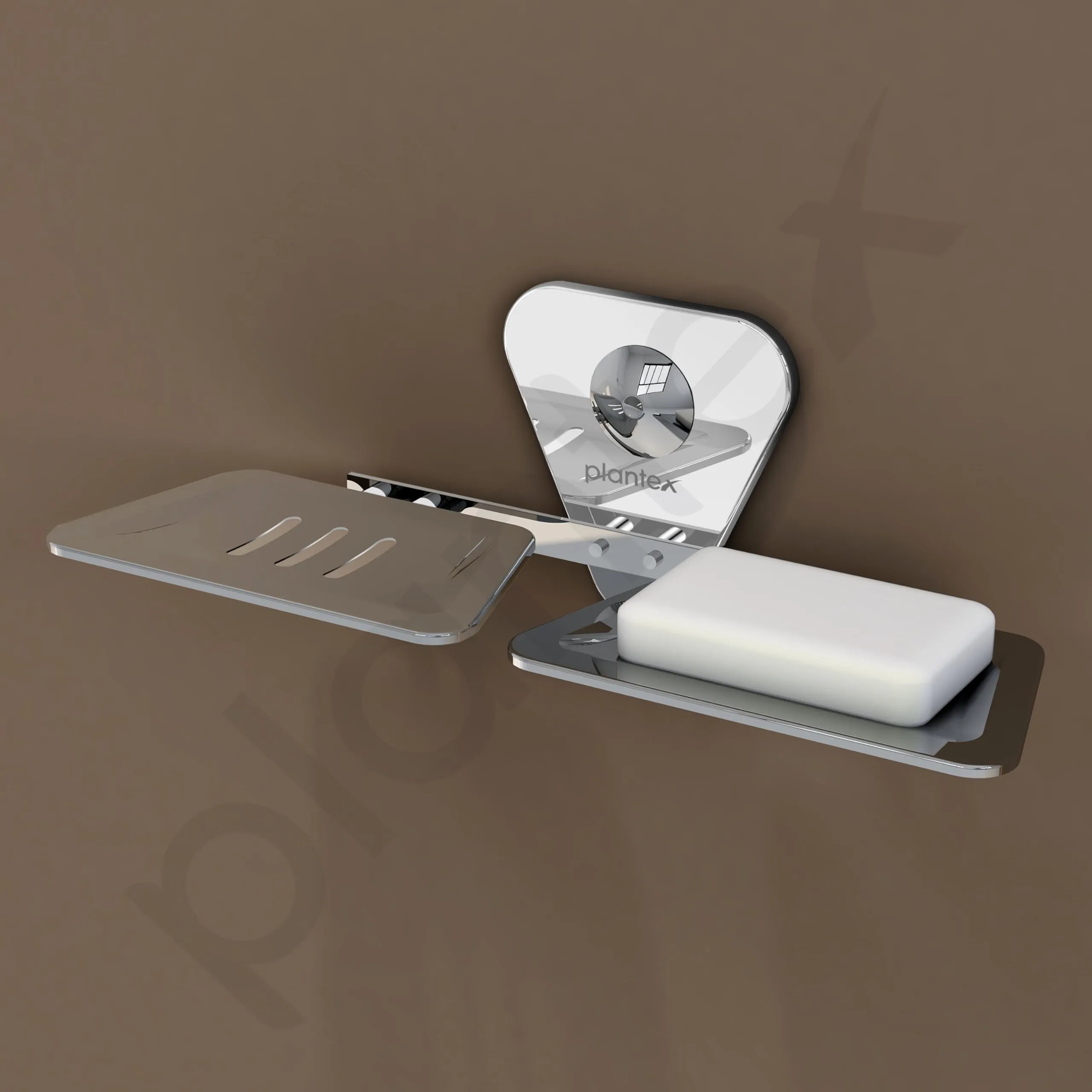 Plantex Stainless Steel Chrome Finish Double Soap Dish Stand for Bathroom & Kitchen/wall mounted soap holder - Bathroom Accessories