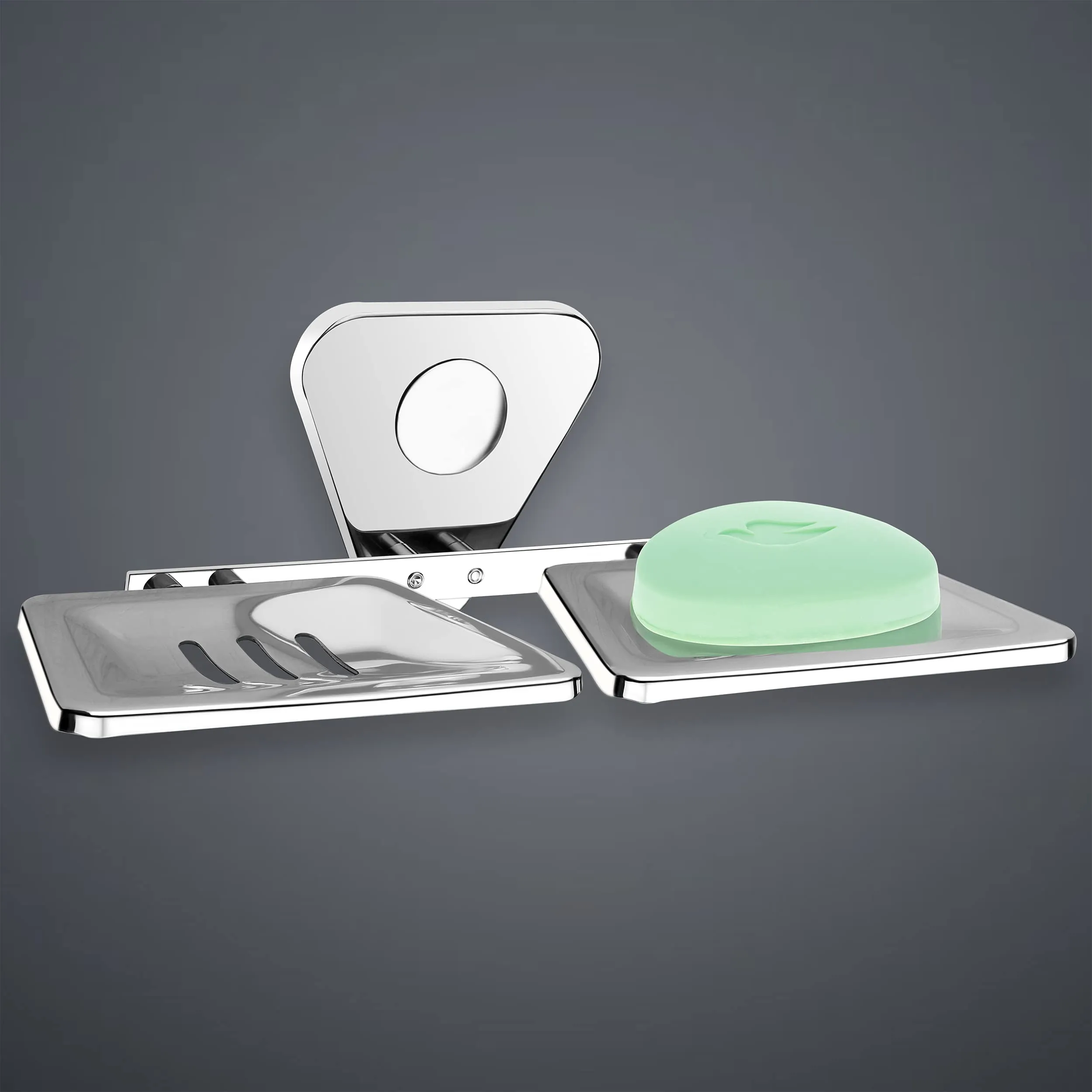 Plantex Stainless Steel Chrome Finish Double Soap Dish Stand for Bathroom & Kitchen/wall mounted soap holder - Bathroom Accessories