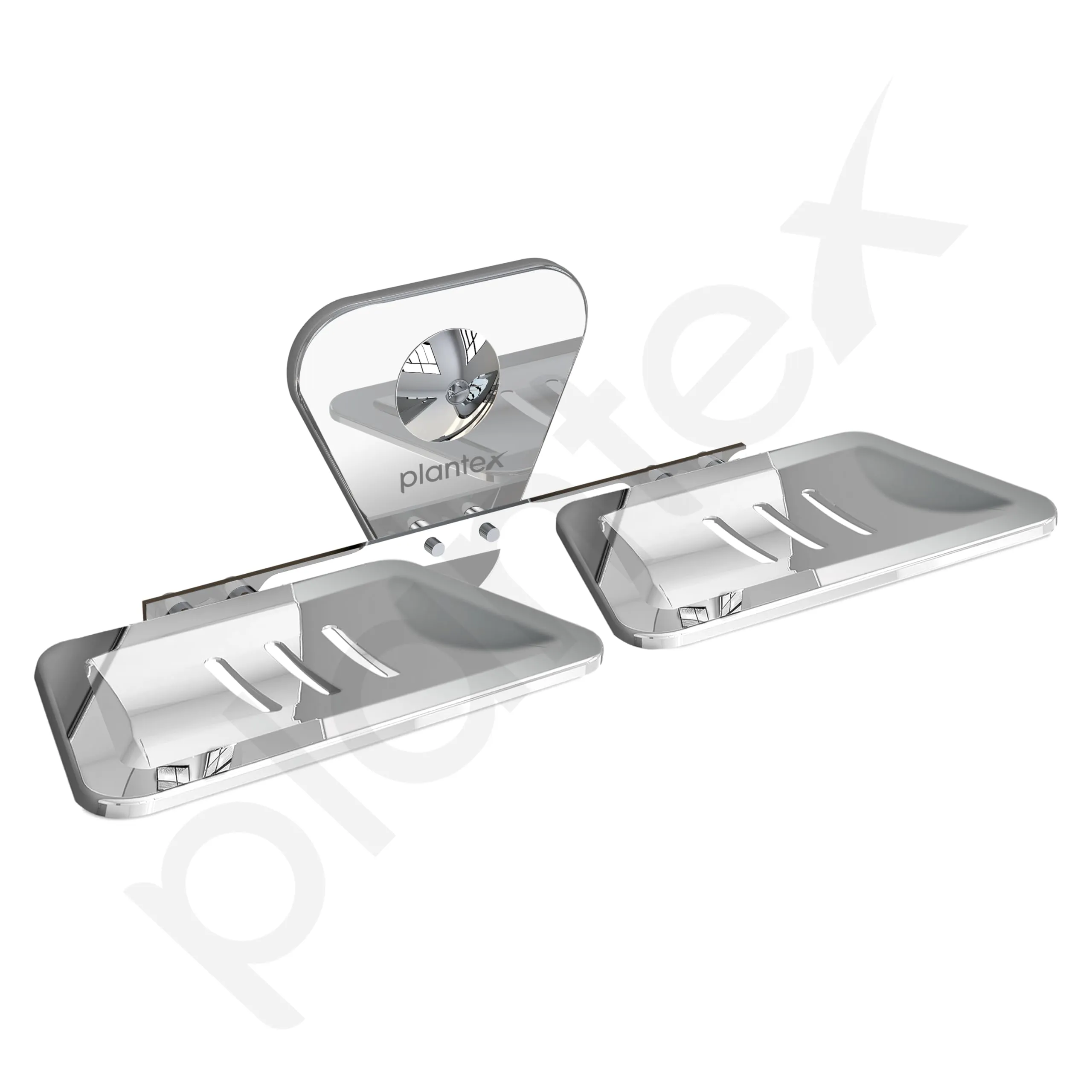 Plantex Stainless Steel Chrome Finish Double Soap Dish Stand for Bathroom & Kitchen/wall mounted soap holder - Bathroom Accessories