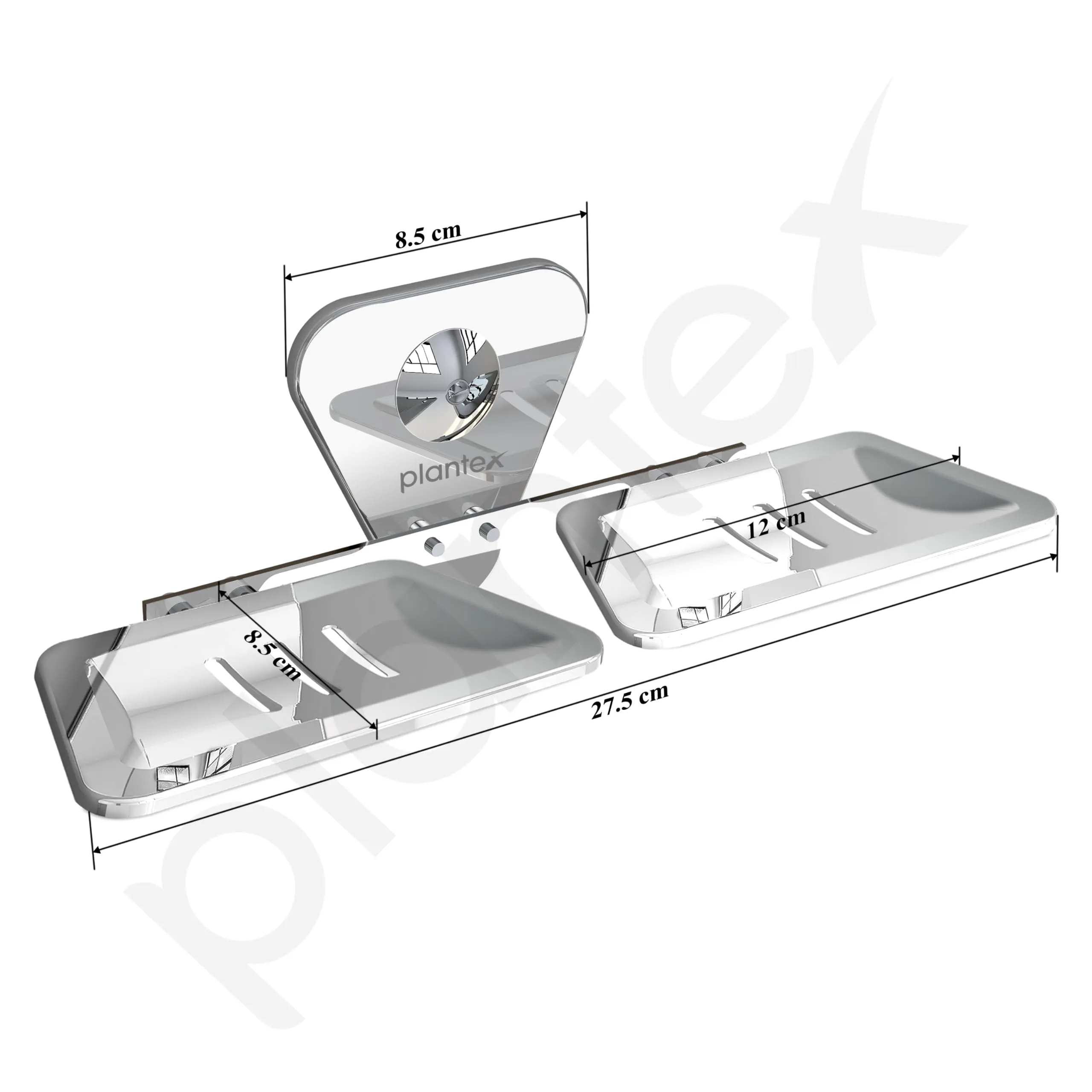 Plantex Stainless Steel Chrome Finish Double Soap Dish Stand for Bathroom & Kitchen/wall mounted soap holder - Bathroom Accessories