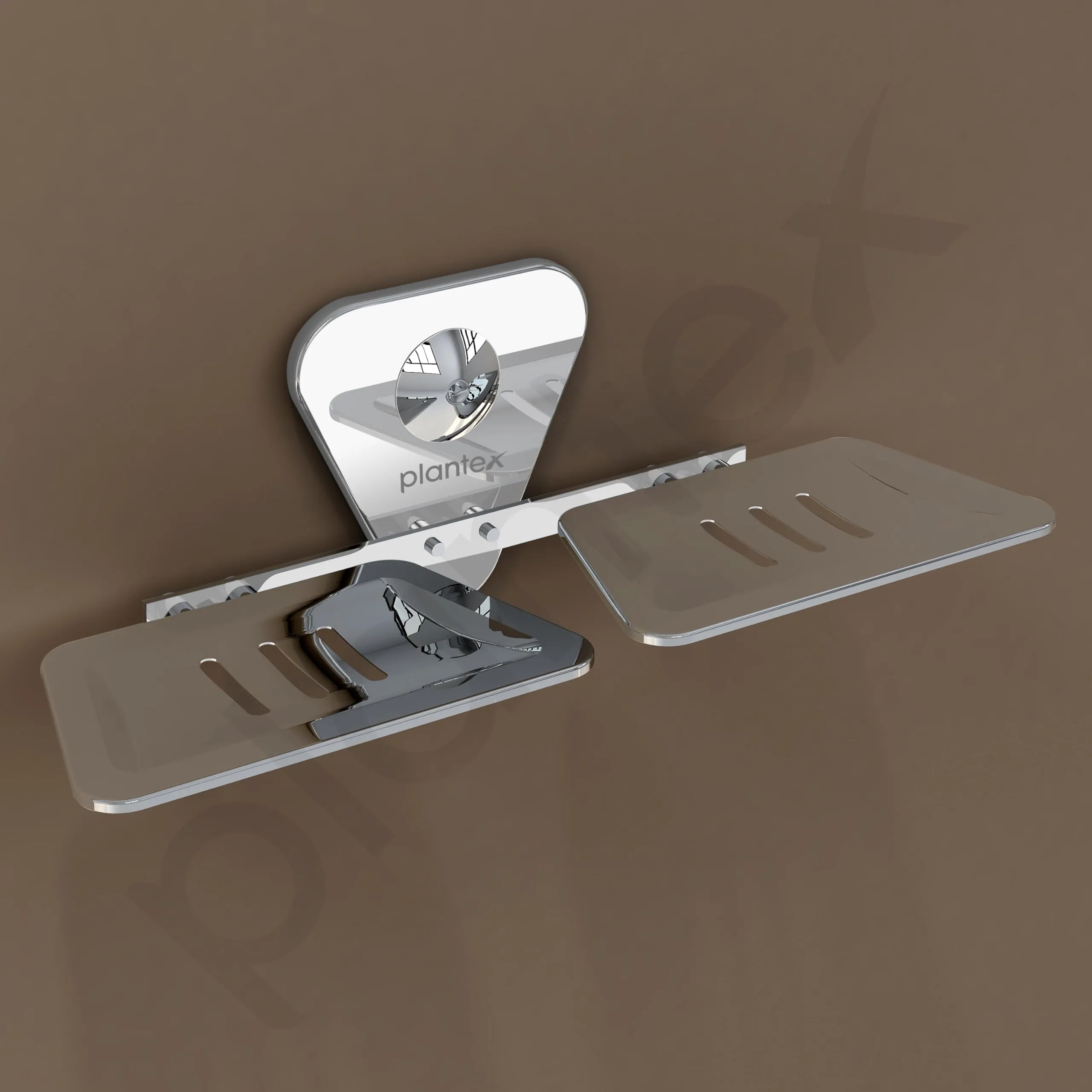 Plantex Stainless Steel Chrome Finish Double Soap Dish Stand for Bathroom & Kitchen/wall mounted soap holder - Bathroom Accessories