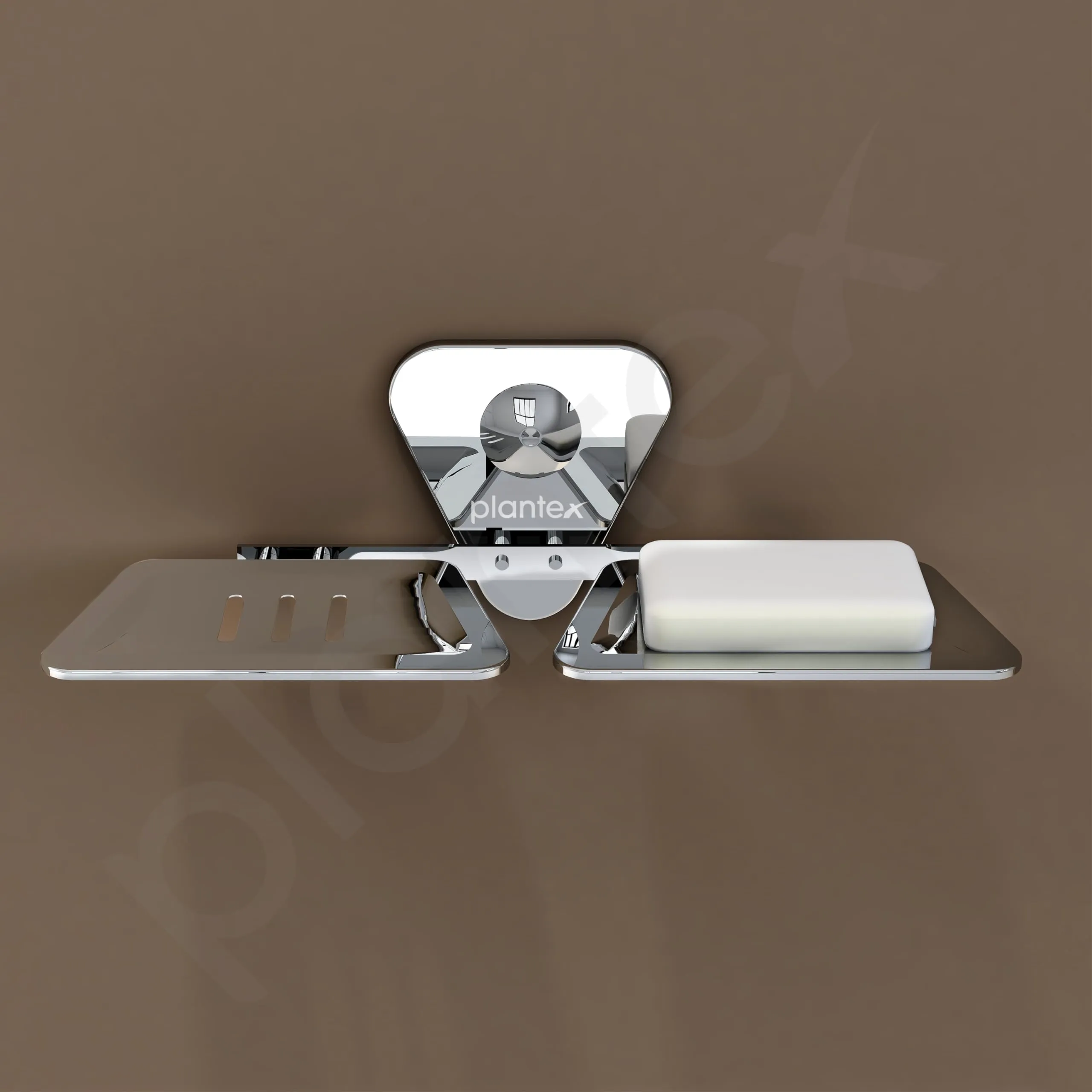 Plantex Stainless Steel Chrome Finish Double Soap Dish Stand for Bathroom & Kitchen/wall mounted soap holder - Bathroom Accessories