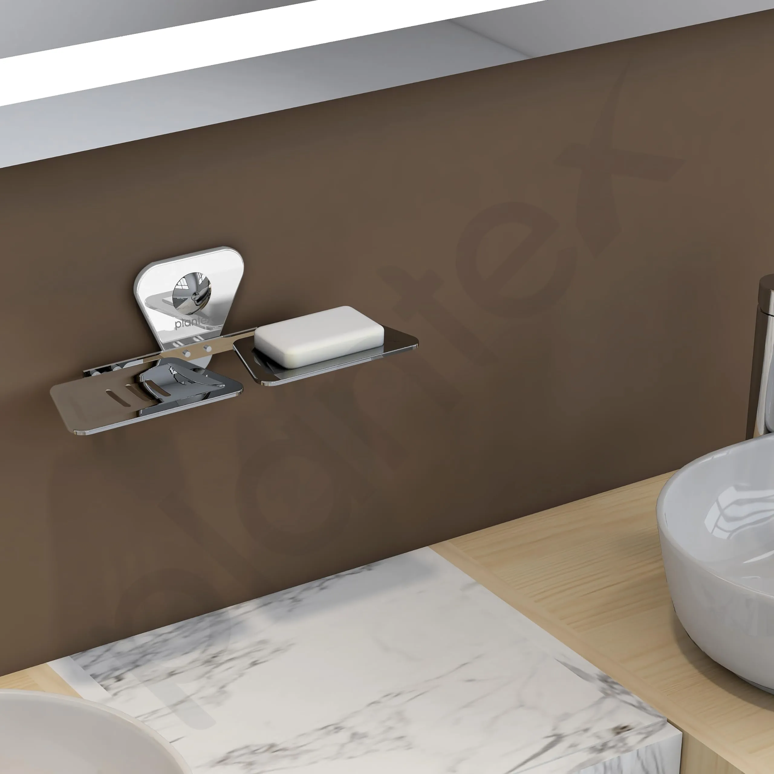 Plantex Stainless Steel Chrome Finish Double Soap Dish Stand for Bathroom & Kitchen/wall mounted soap holder - Bathroom Accessories