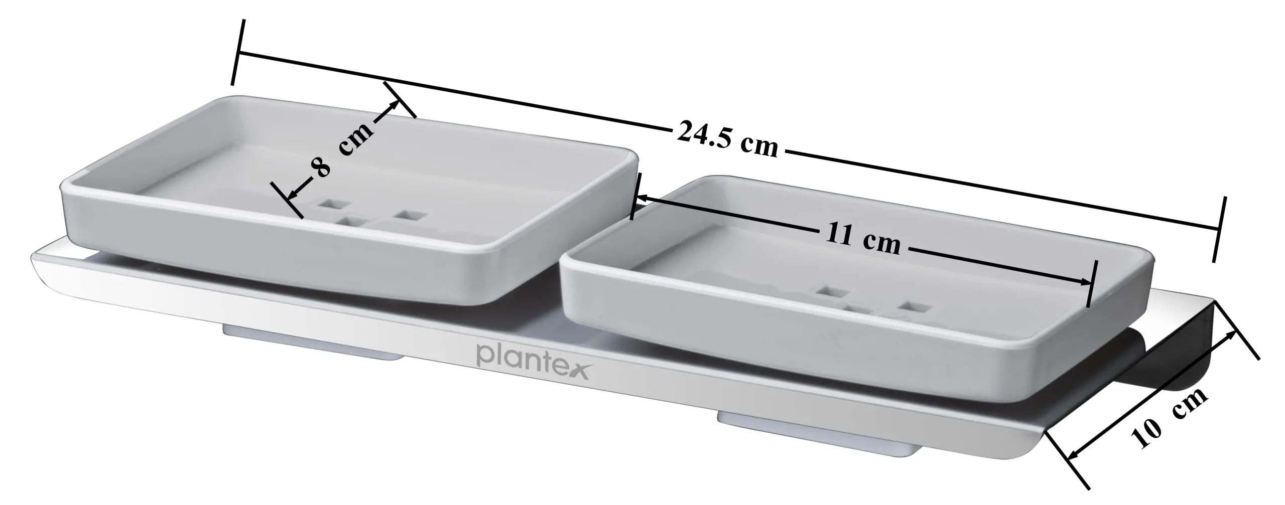 Plantex Stainless Steel with ABS Material Double Soap Dish/Holder/Stand/Tray for Bathroom and Kitchen Bathroom Accessories - Wall Mount (Chrome)