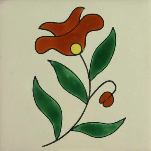 Porcelain Decorative Mexican Tile - Amapola Terra Cota